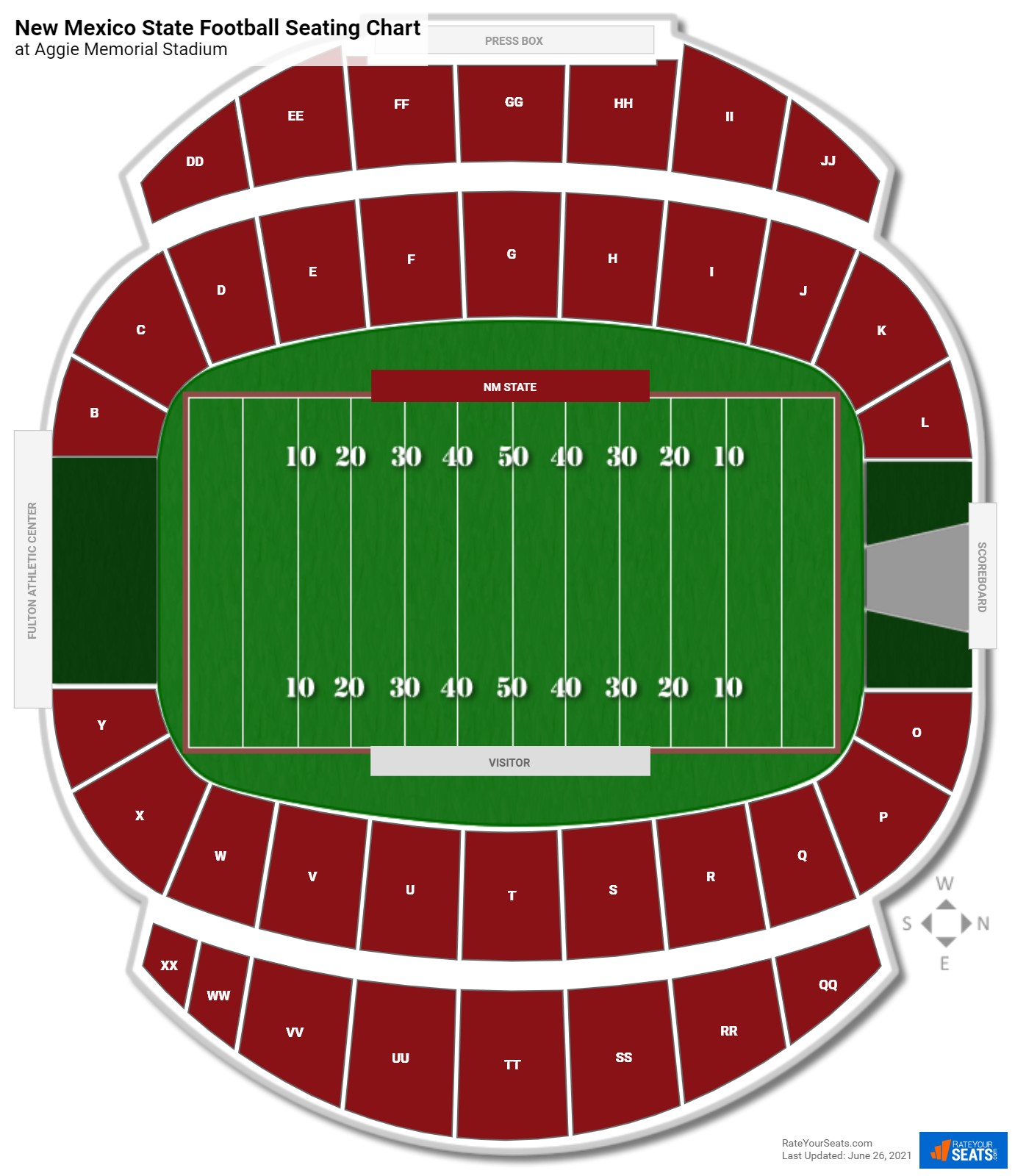 New Mexico State Aggies Seating Chart at Aggie Memorial Stadium