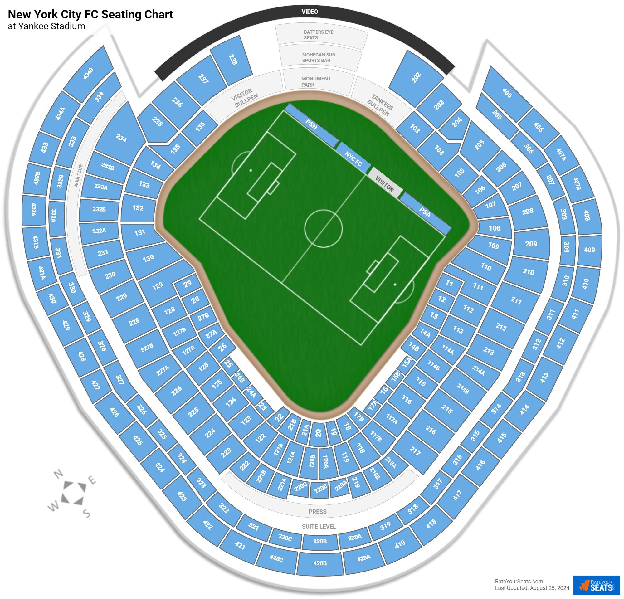 New York City FC Seating Chart at Yankee Stadium
