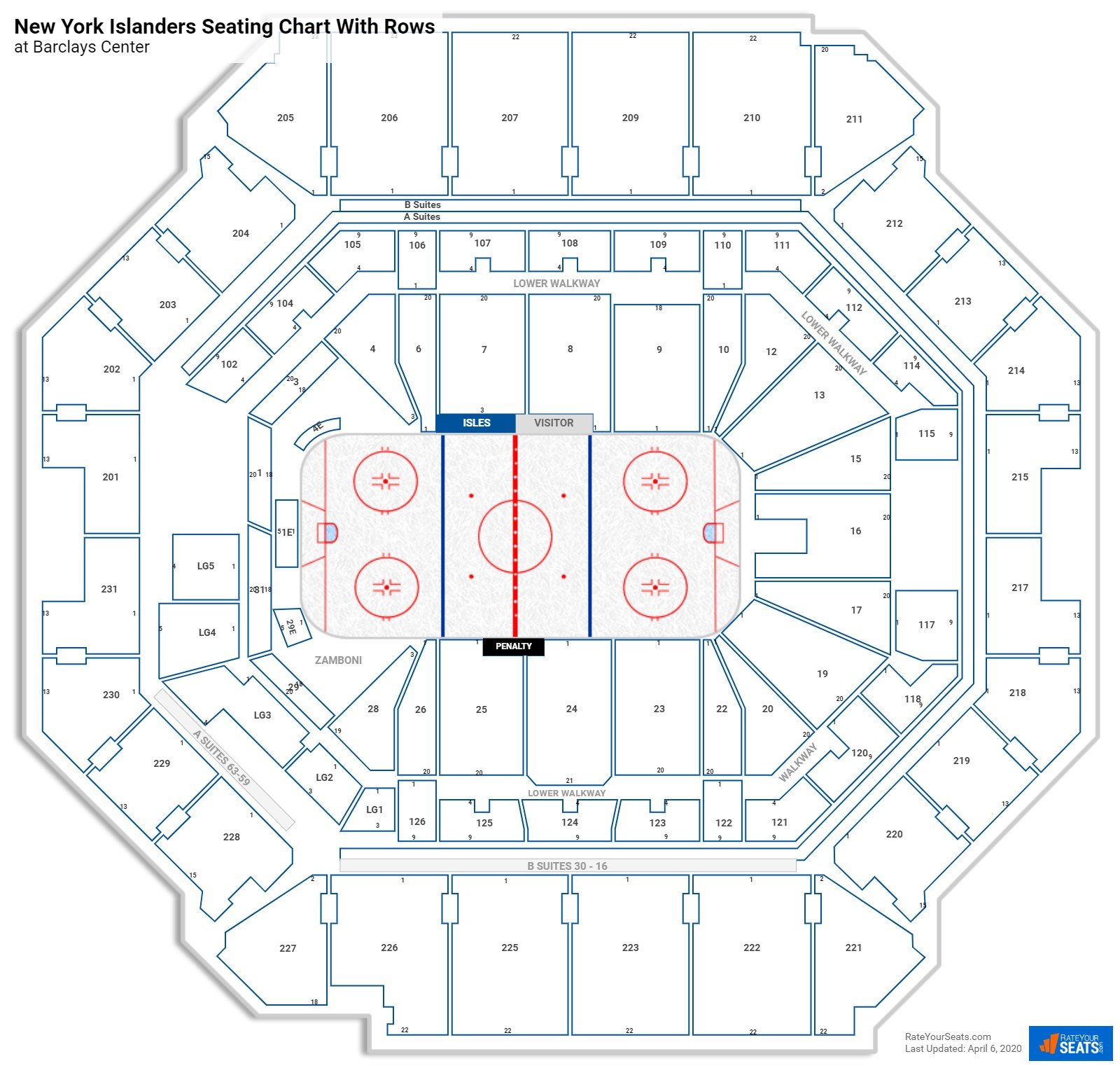 Barclays Center seating chart with rows hockey