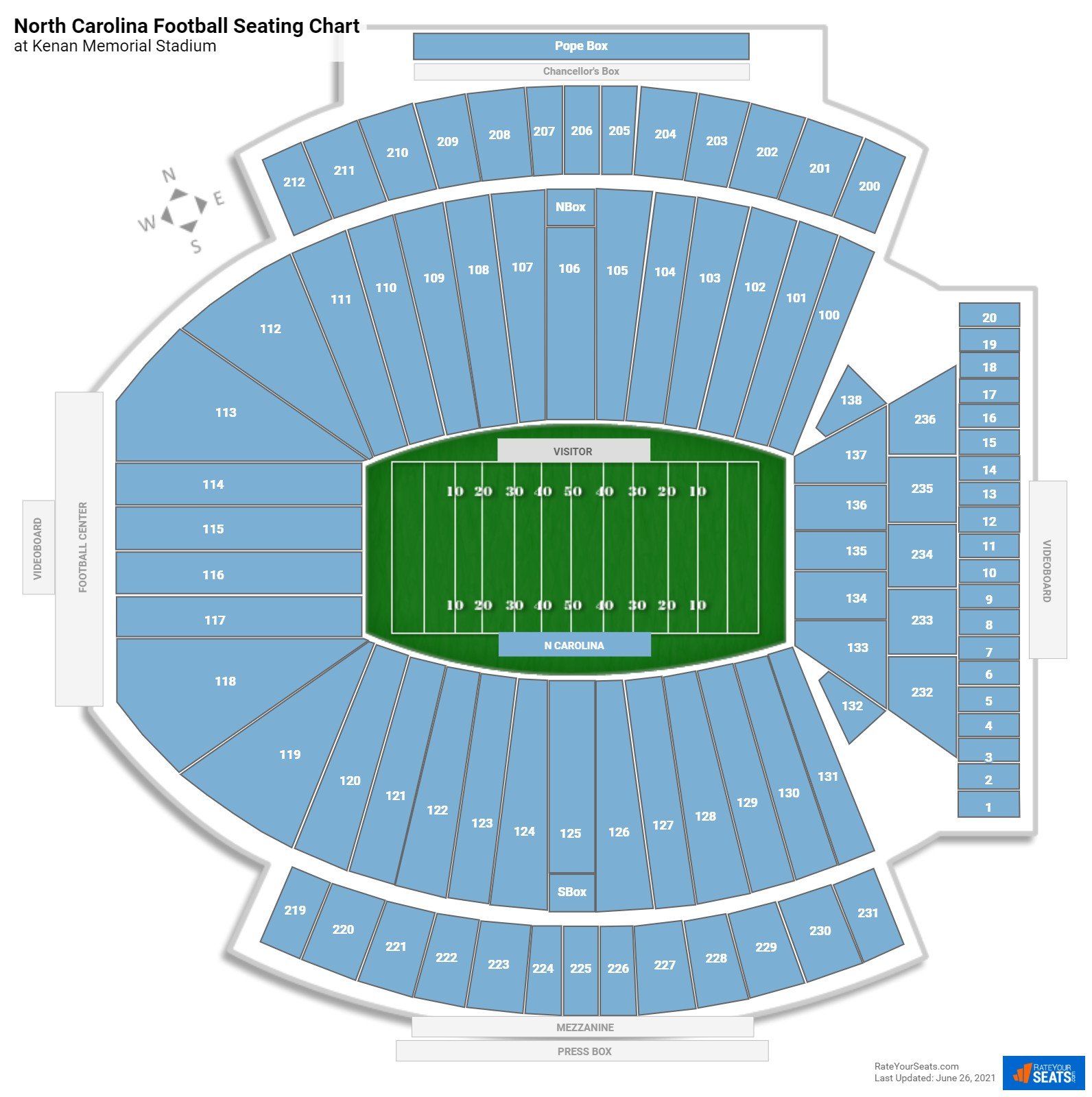 North Carolina Tar Heels Seating Chart at Kenan Memorial Stadium