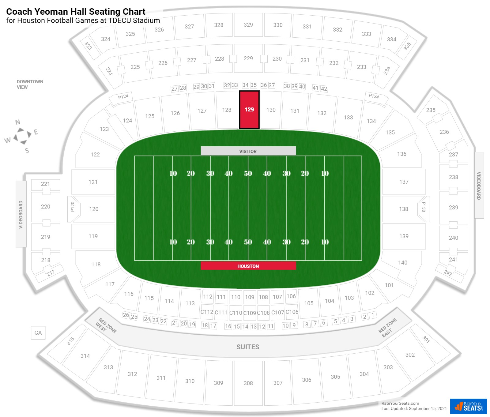 Houston Coach Yeoman Hall Seating Chart at TDECU Stadium