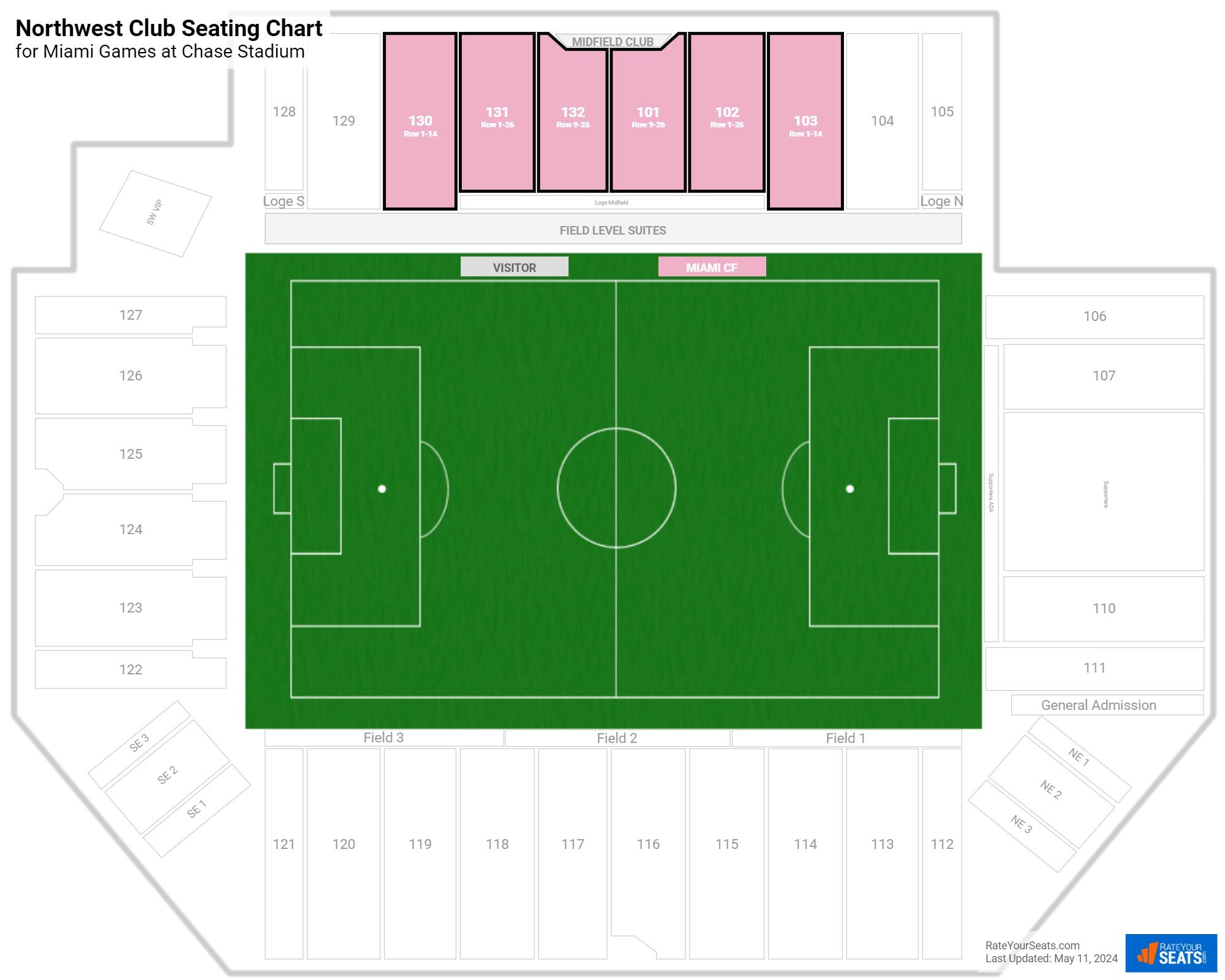 click to enlarge Miami Northwest Club Seating Chart at Chase Stadium