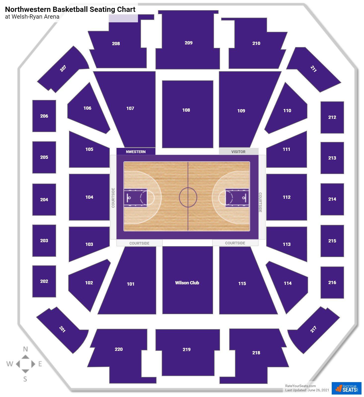 Northwestern Wildcats Seating Chart at Welsh-Ryan Arena