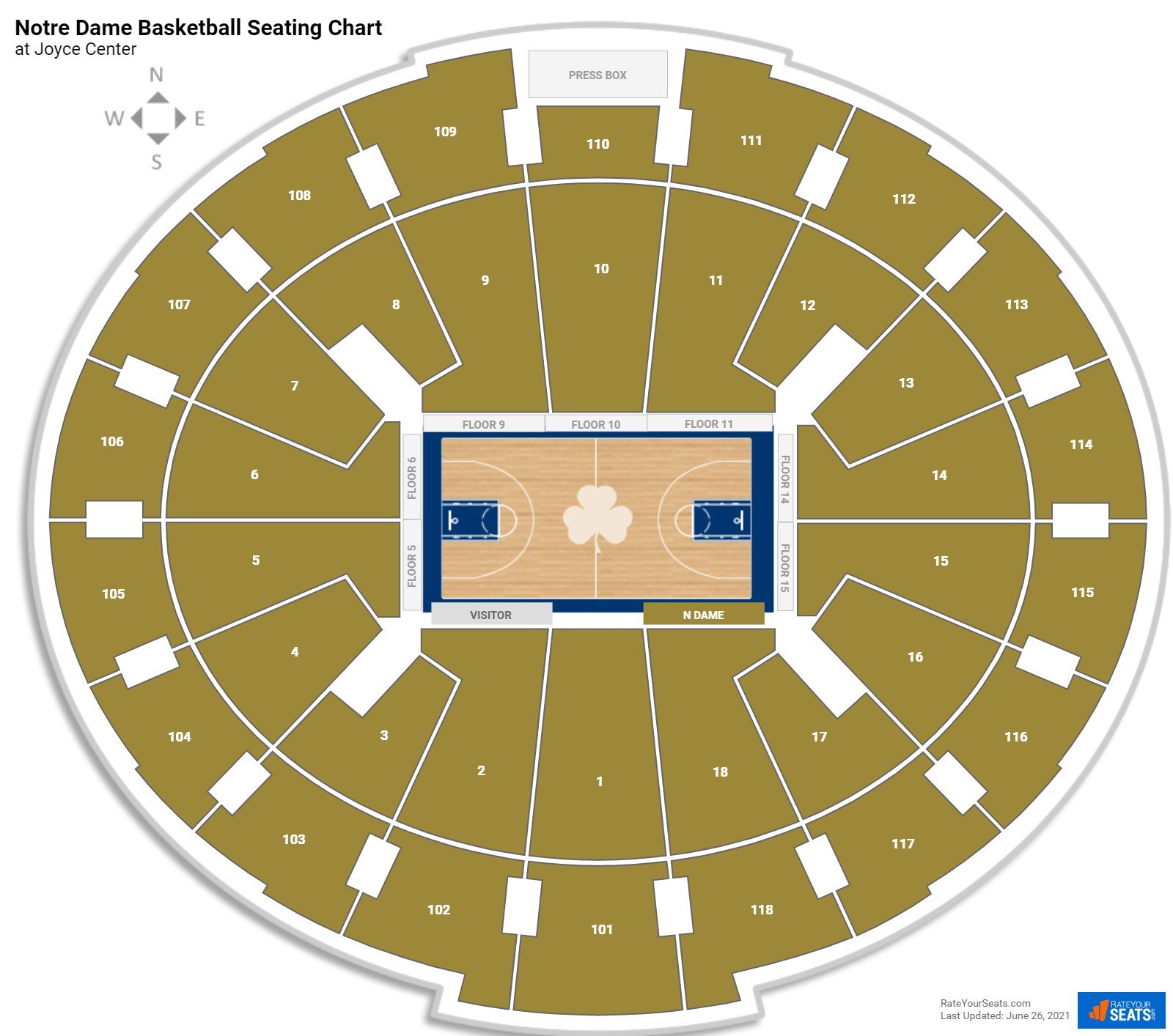 Notre Dame Fighting Irish Seating Chart at Joyce Center