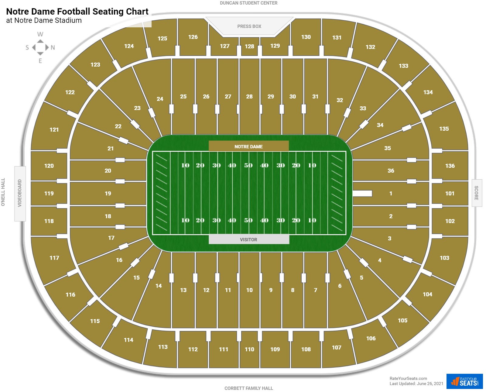 Notre Dame Stadium Seating Chart Virtual Elcho Table