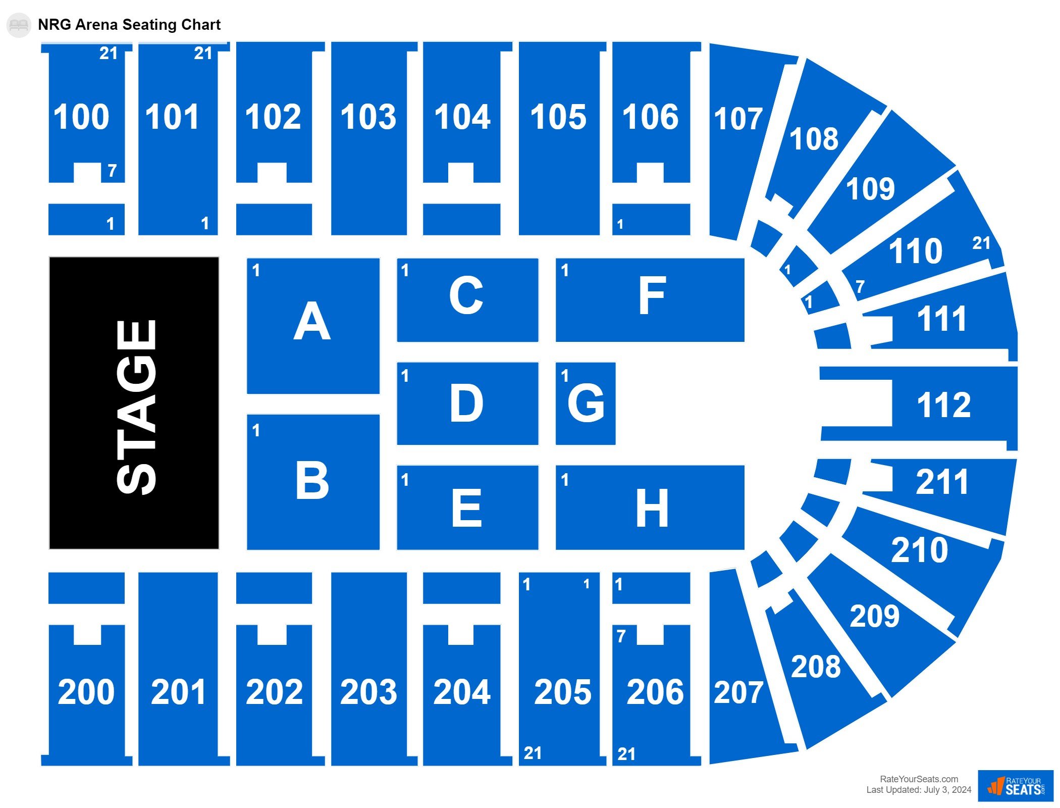 Interactive seating chart Comedy seating chart at NRG Arena