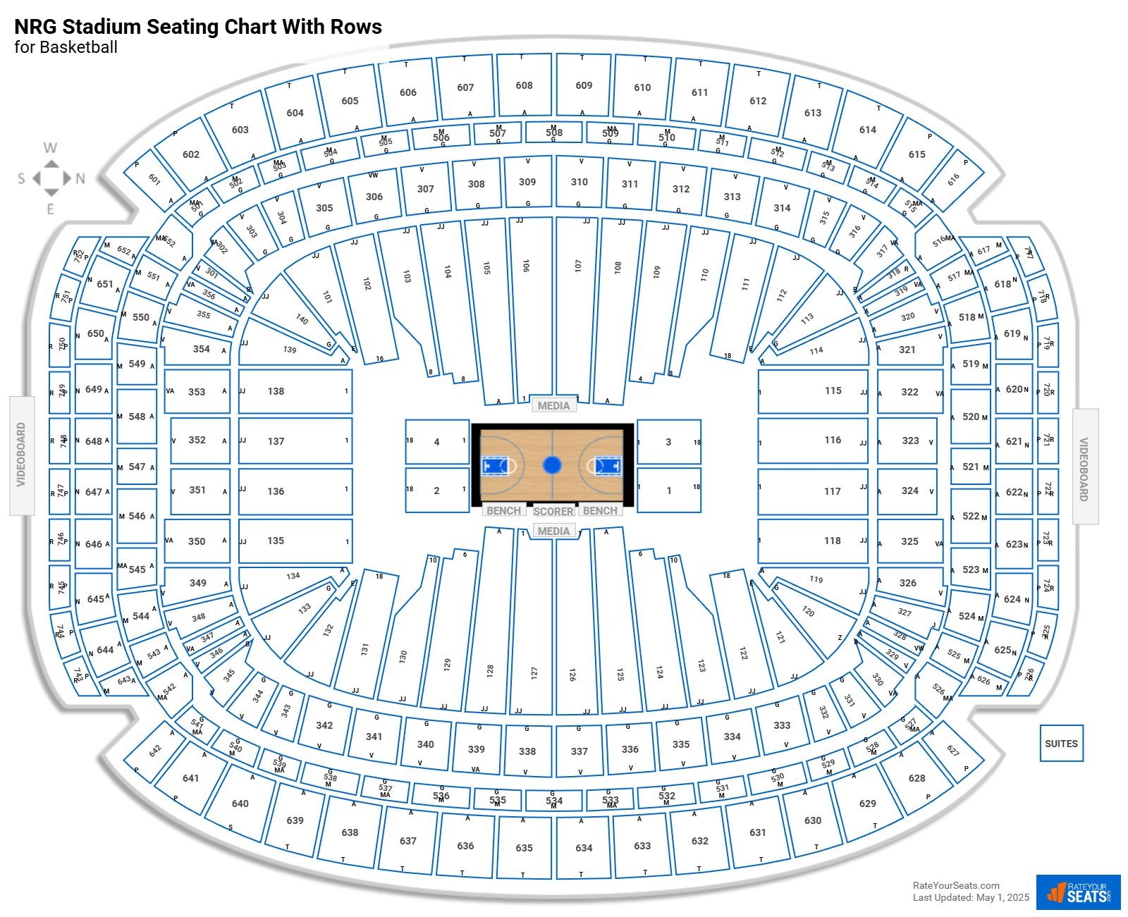 NRG Stadium seating chart with rows basketball