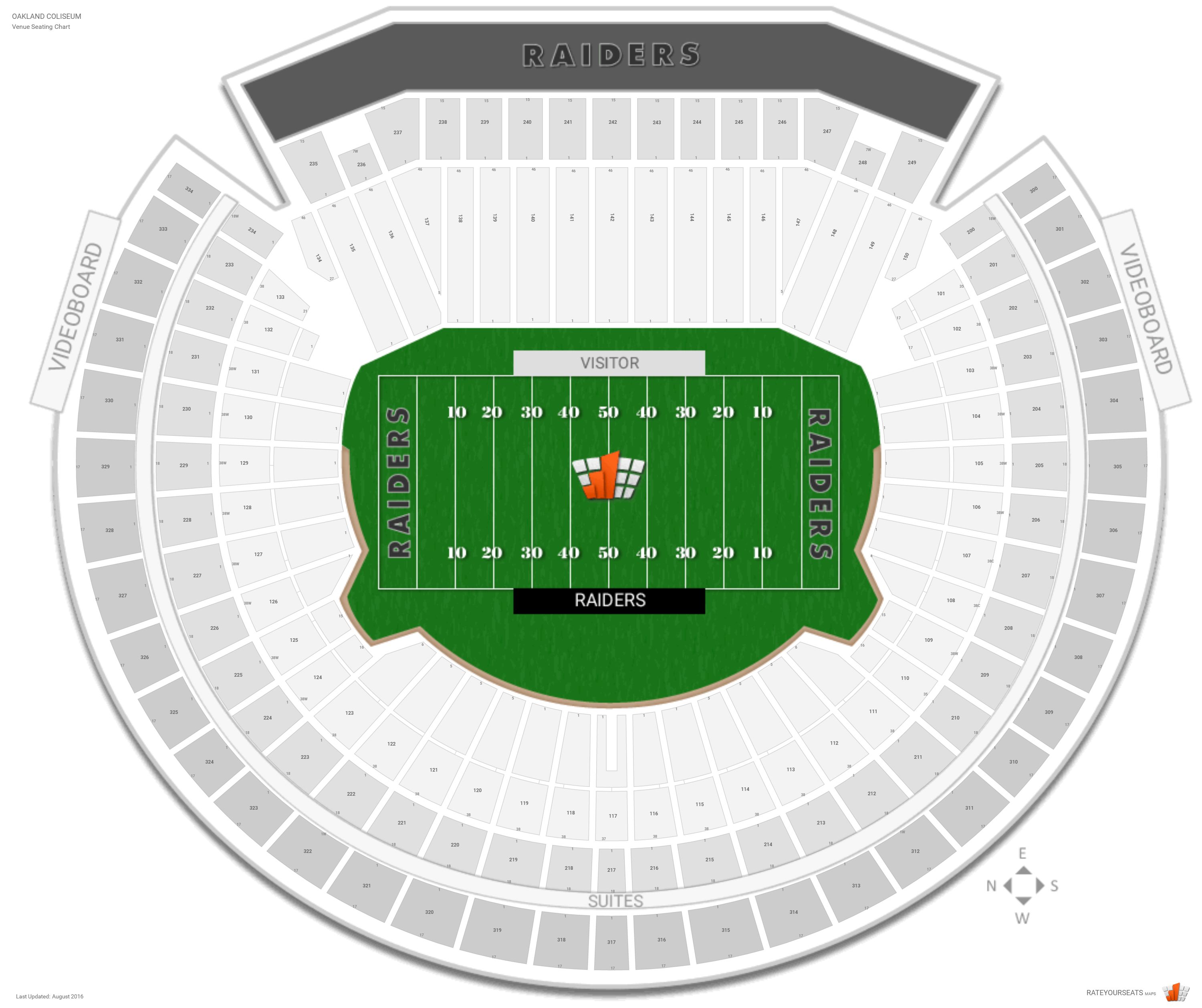 O Co Coliseum Seating Chart Raiders