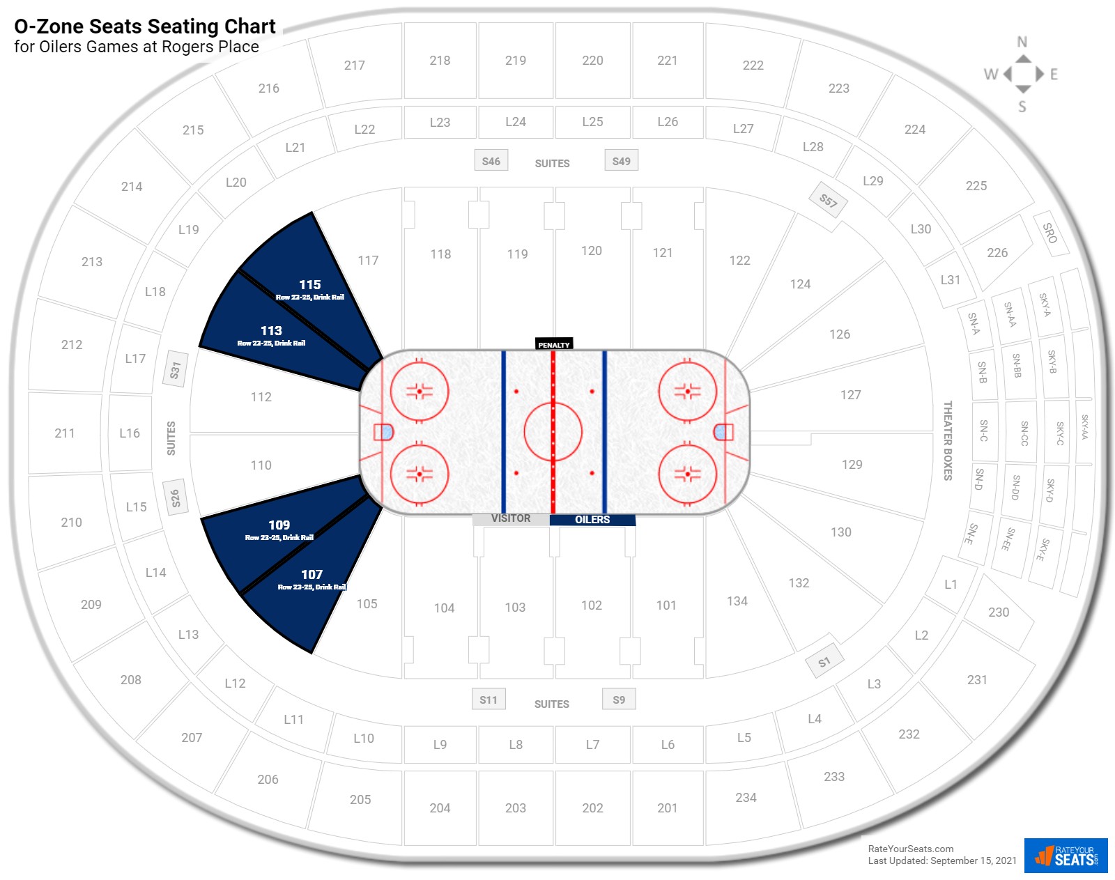 click to enlarge Oilers O-Zone Seats Seating Chart at Rogers Place