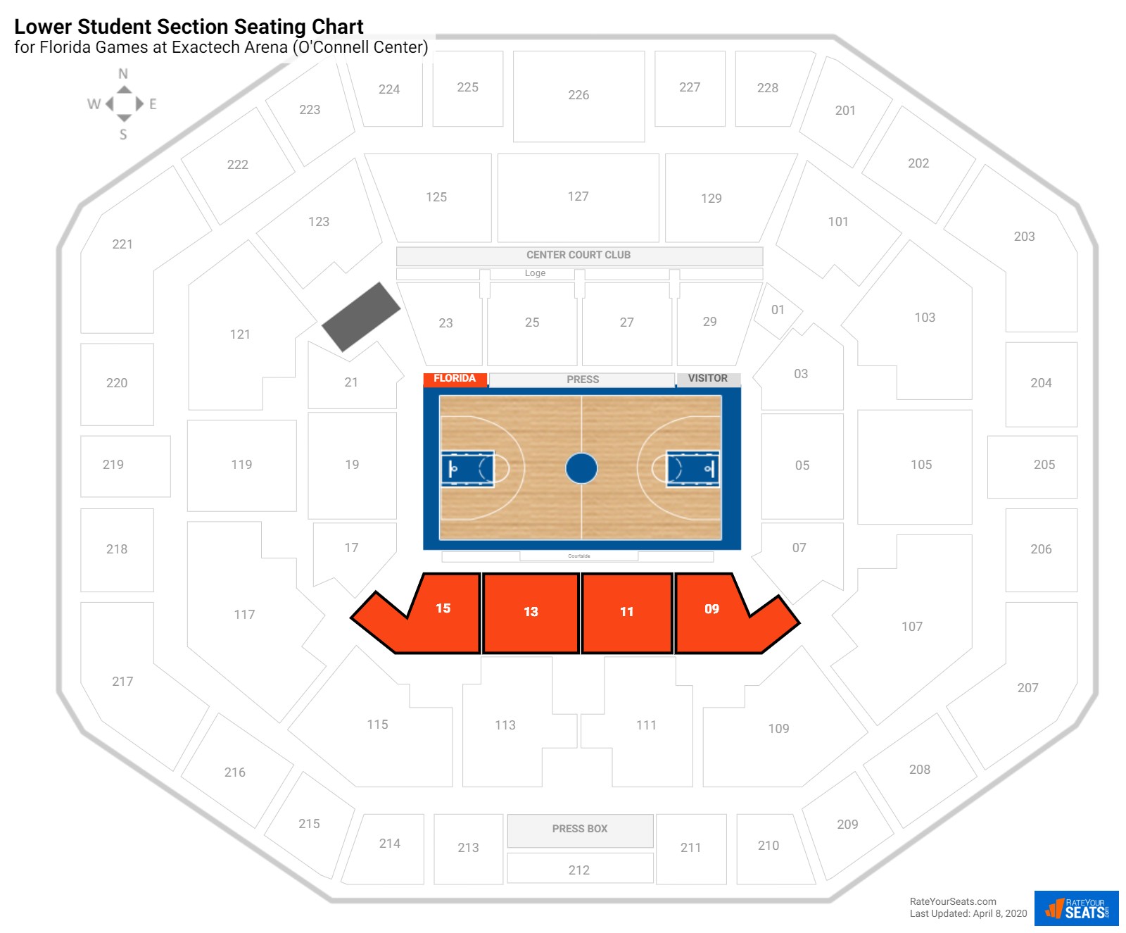 O Connell Center Seating Chart Basketball