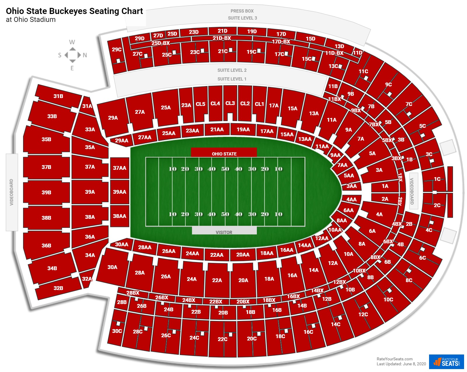 Ohio State Stadium Seating Diagram Elcho Table