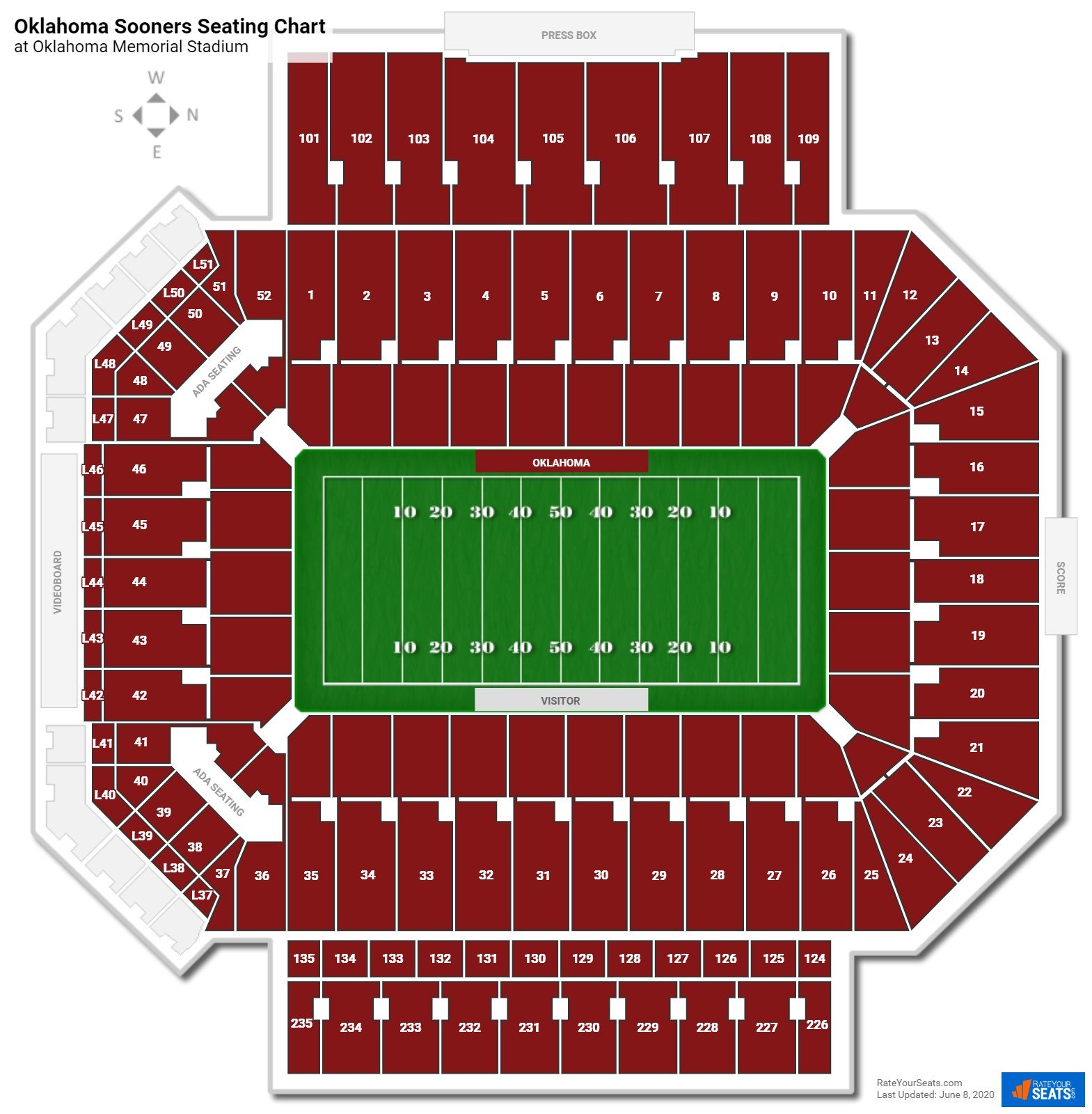 Oklahoma Memorial Stadium Seating Chart