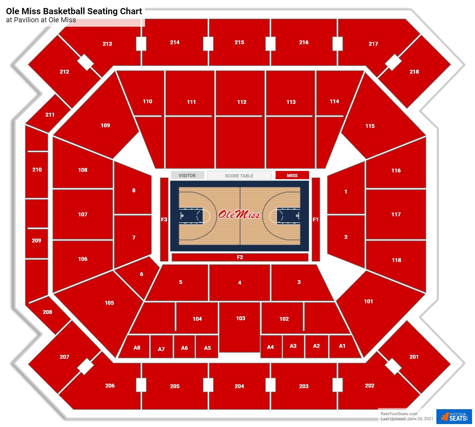 Ole Miss Rebels Seating Chart at Pavilion at Ole Miss