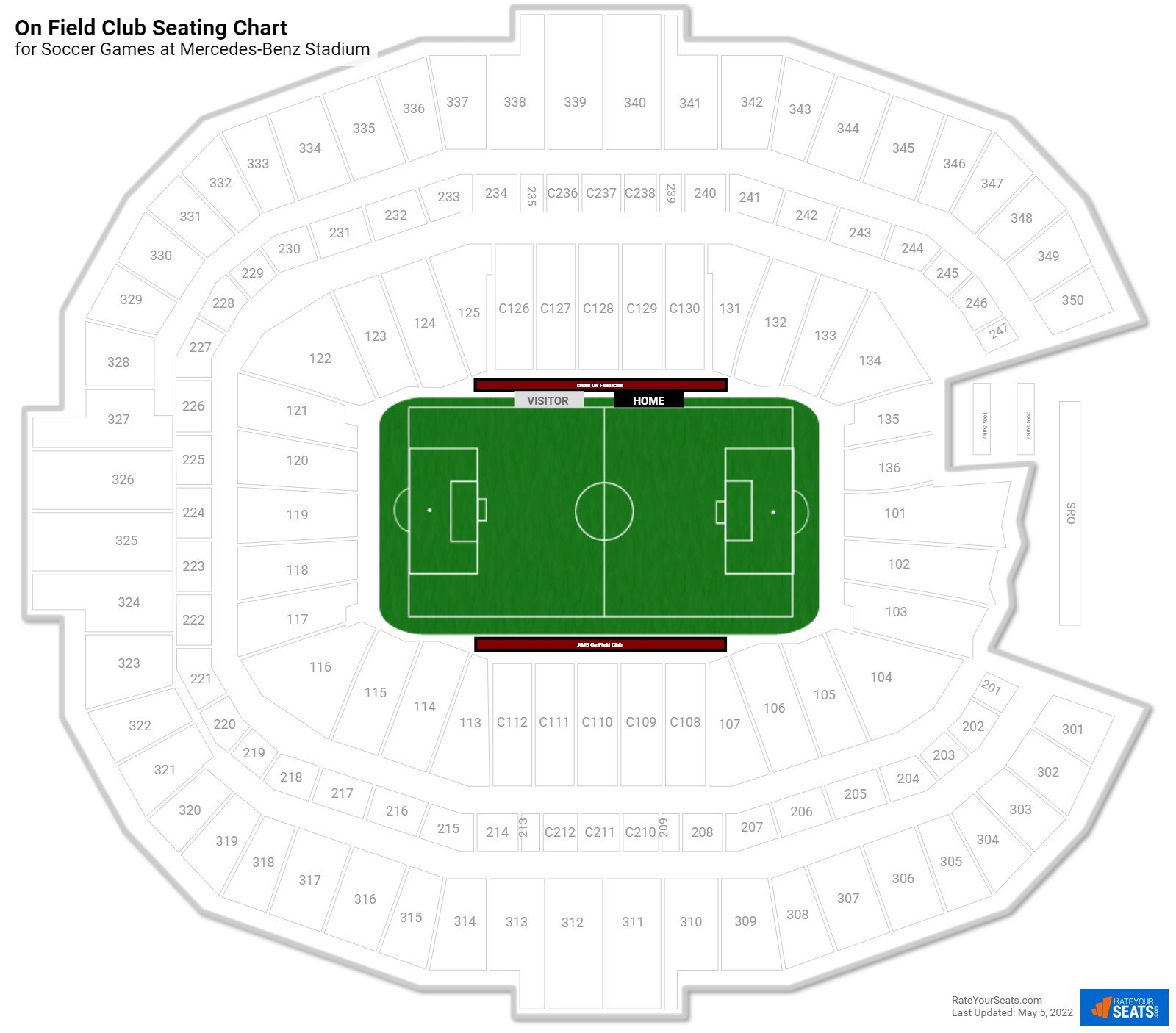 Soccer On Field Club Seating Chart at Mercedes-Benz Stadium