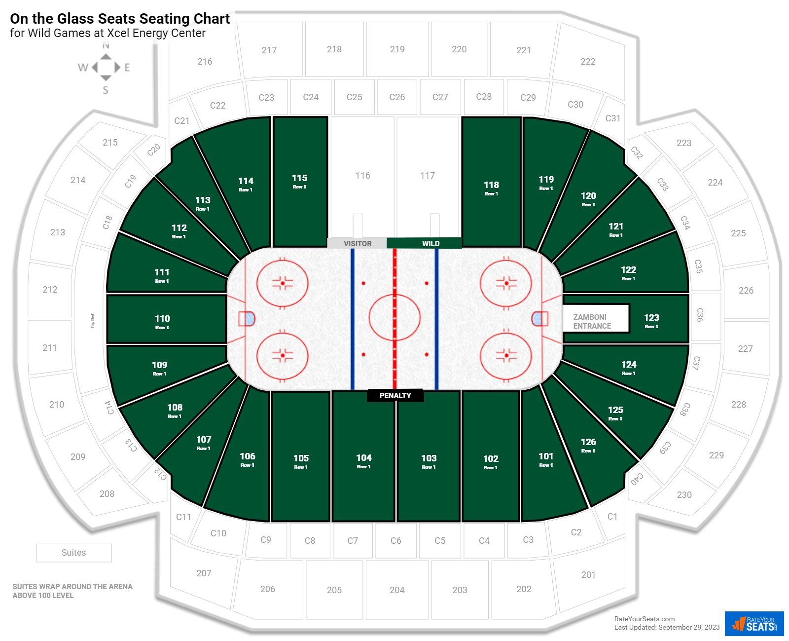 click to enlarge Wild On the Glass Seats Seating Chart at Xcel Energy Center