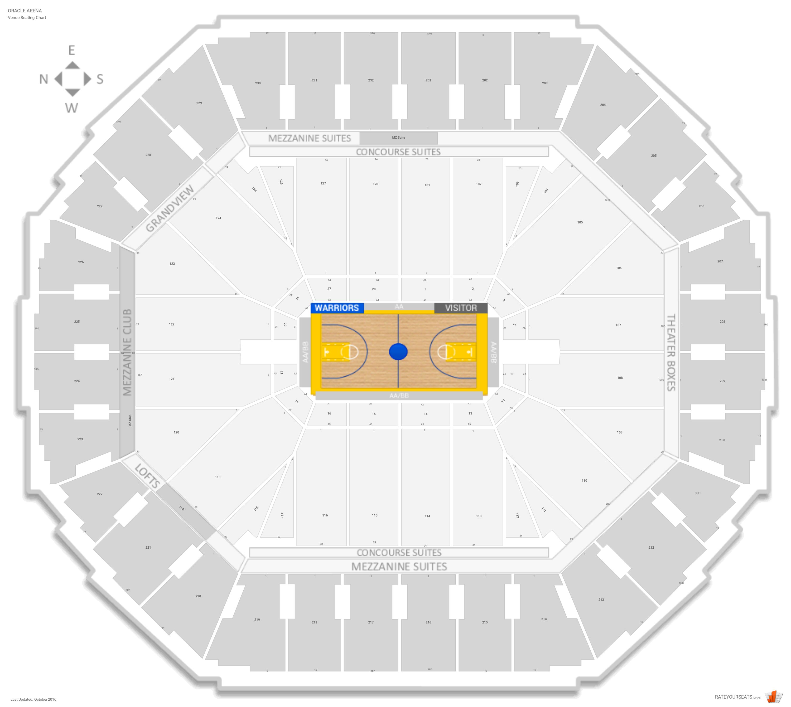 Golden State Warriors Oracle Arena Seating Chart