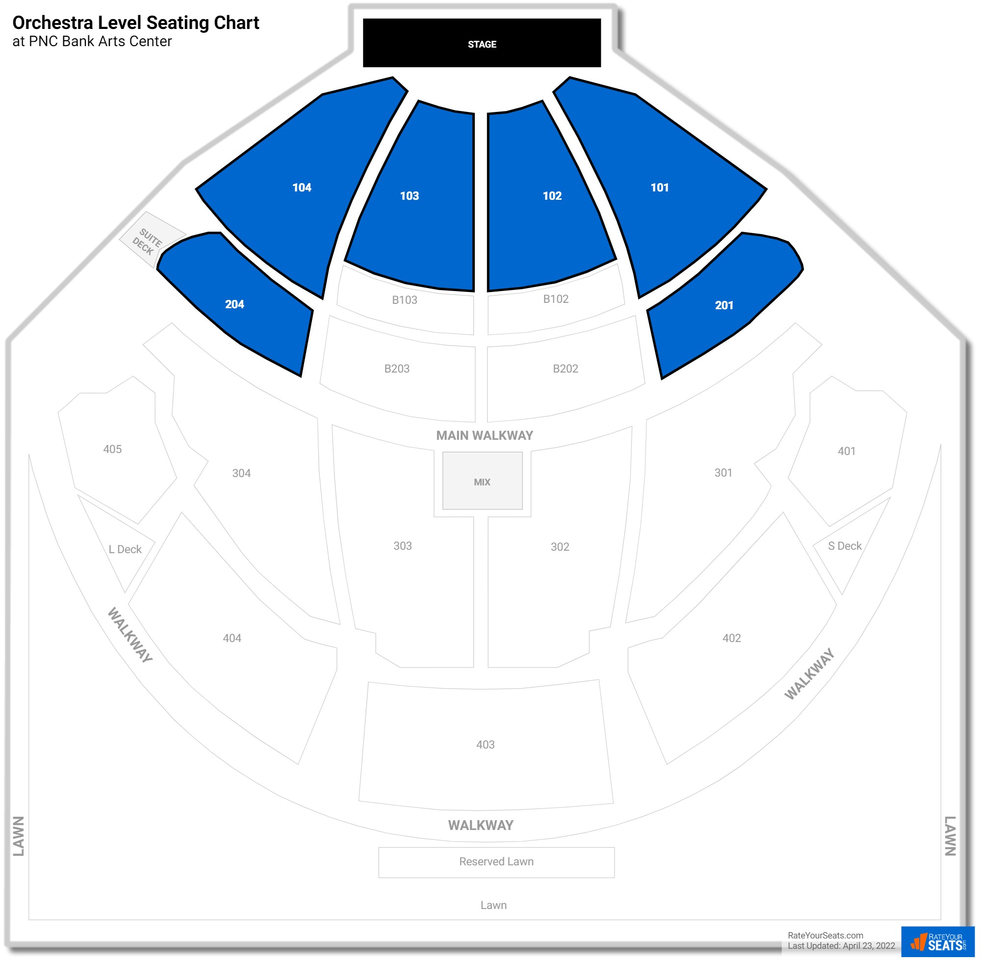 Concert Orchestra Level Seating Chart at PNC Bank Arts Center