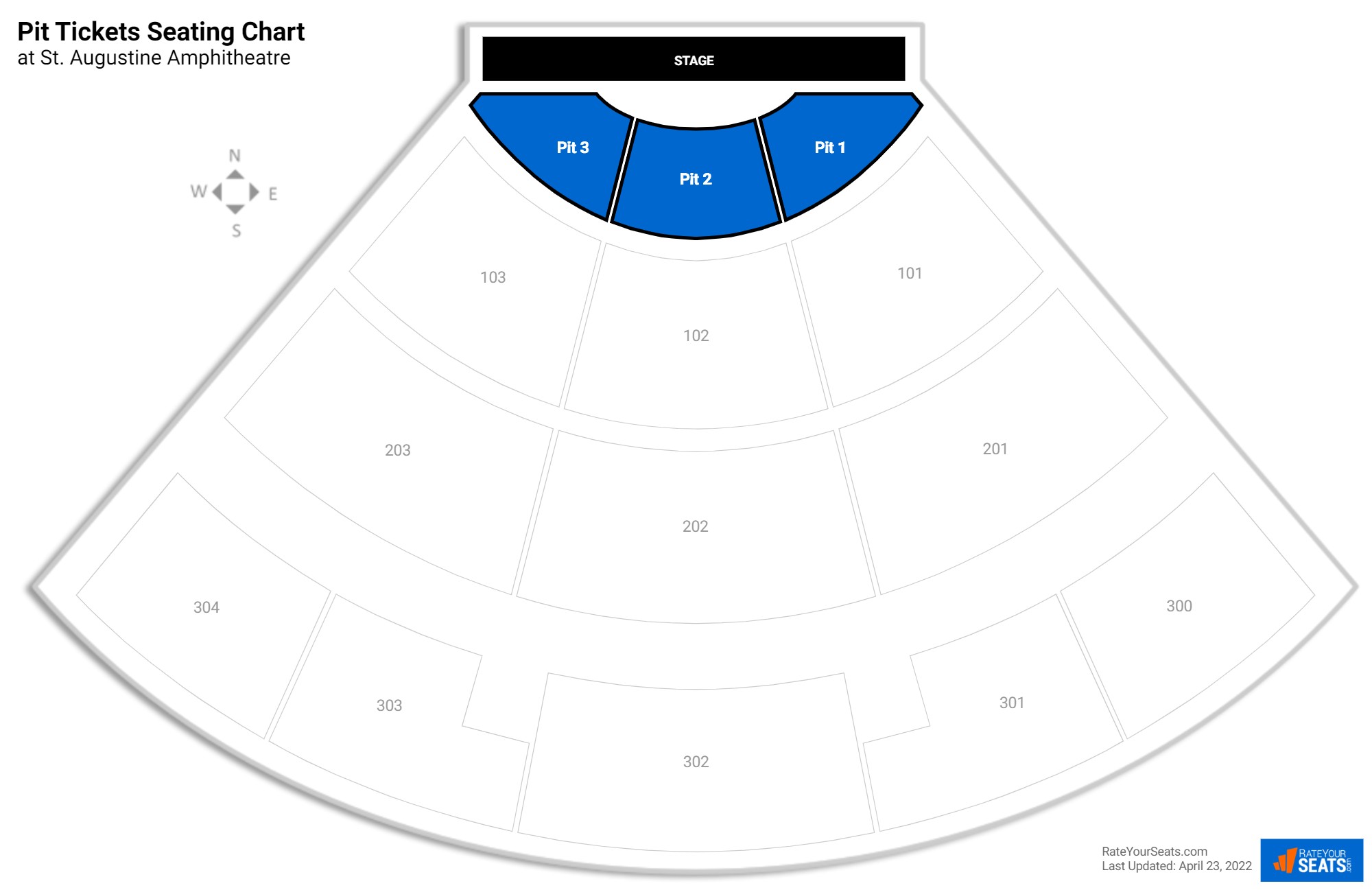 Concert Pit Tickets Seating Chart at St. Augustine Amphitheatre