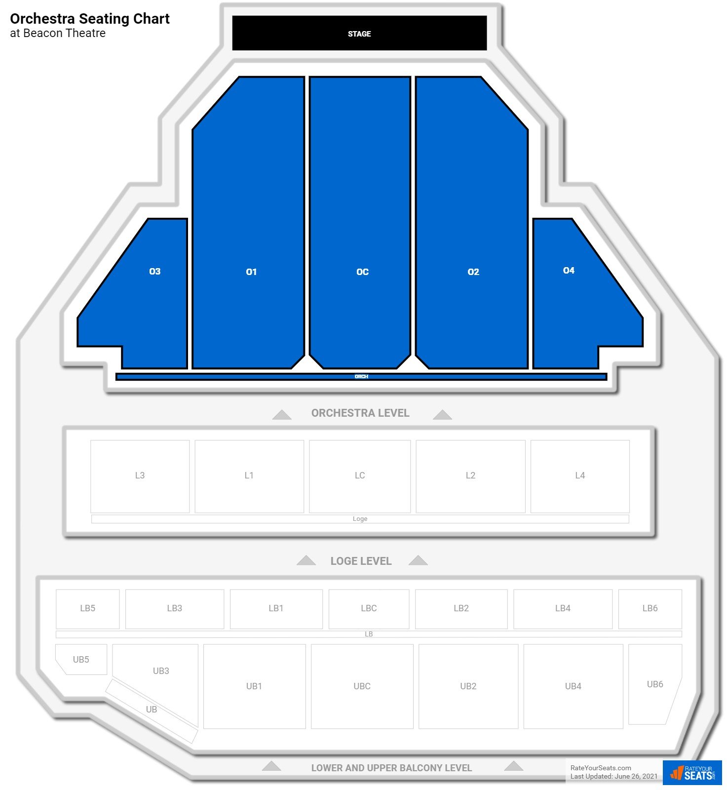 click to enlarge Concert Orchestra Seating Chart at Beacon Theatre