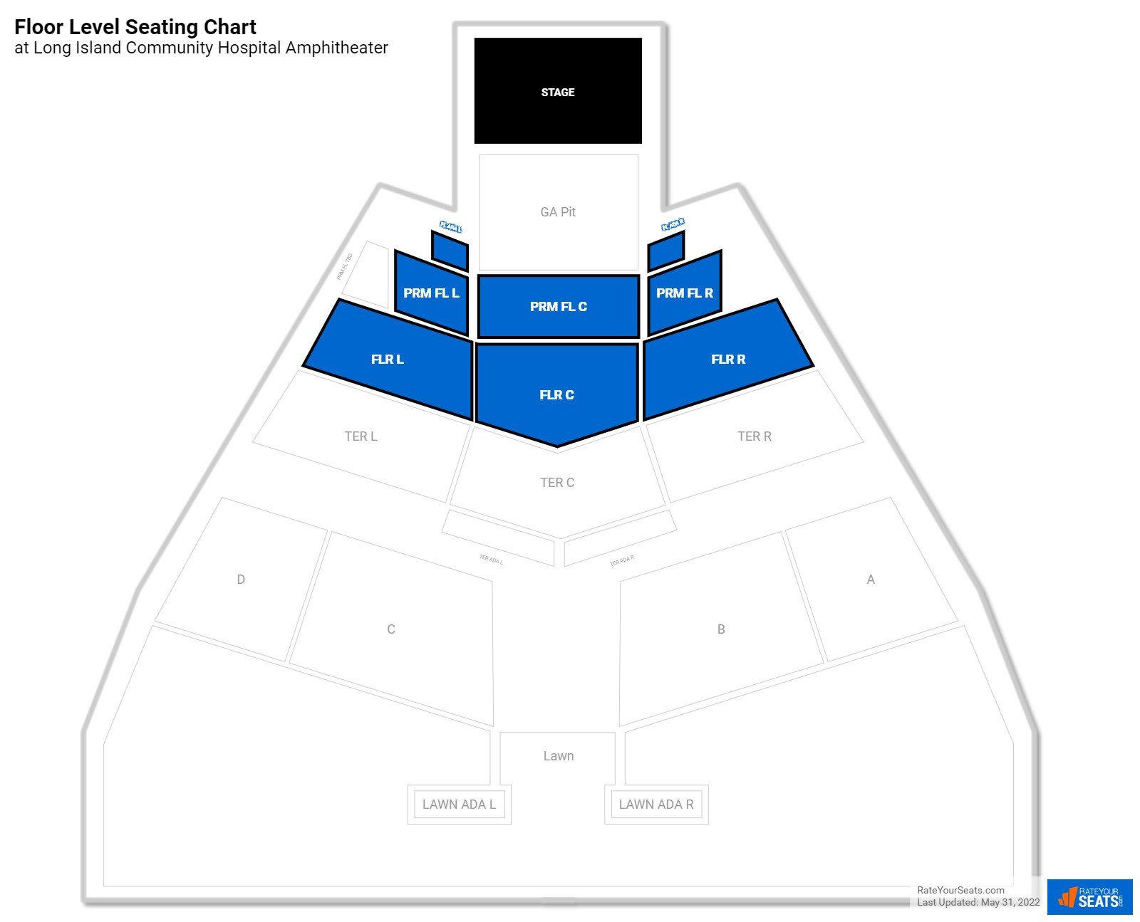click to enlarge Concert Floor Level Seating Chart at Amphitheater at Bald Hill