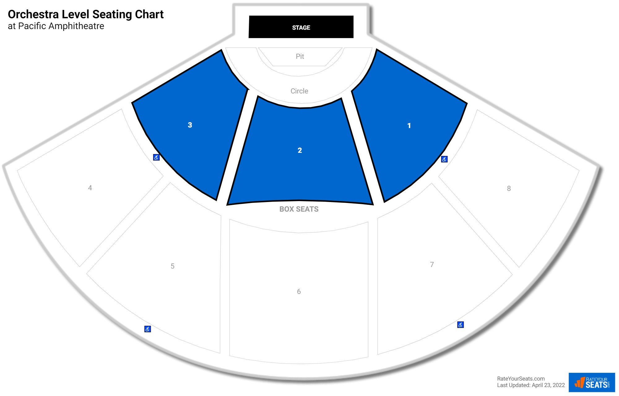Concert Orchestra Level Seating Chart at Pacific Amphitheatre