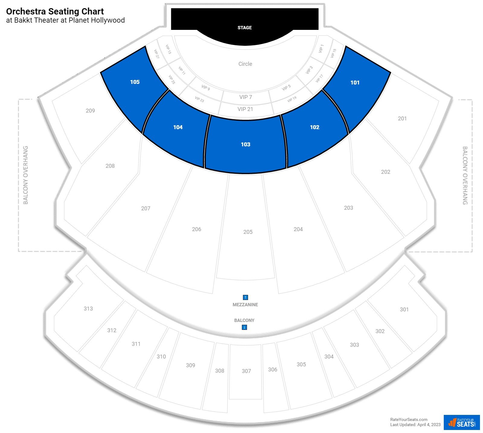 Zappos Theater Seating Map