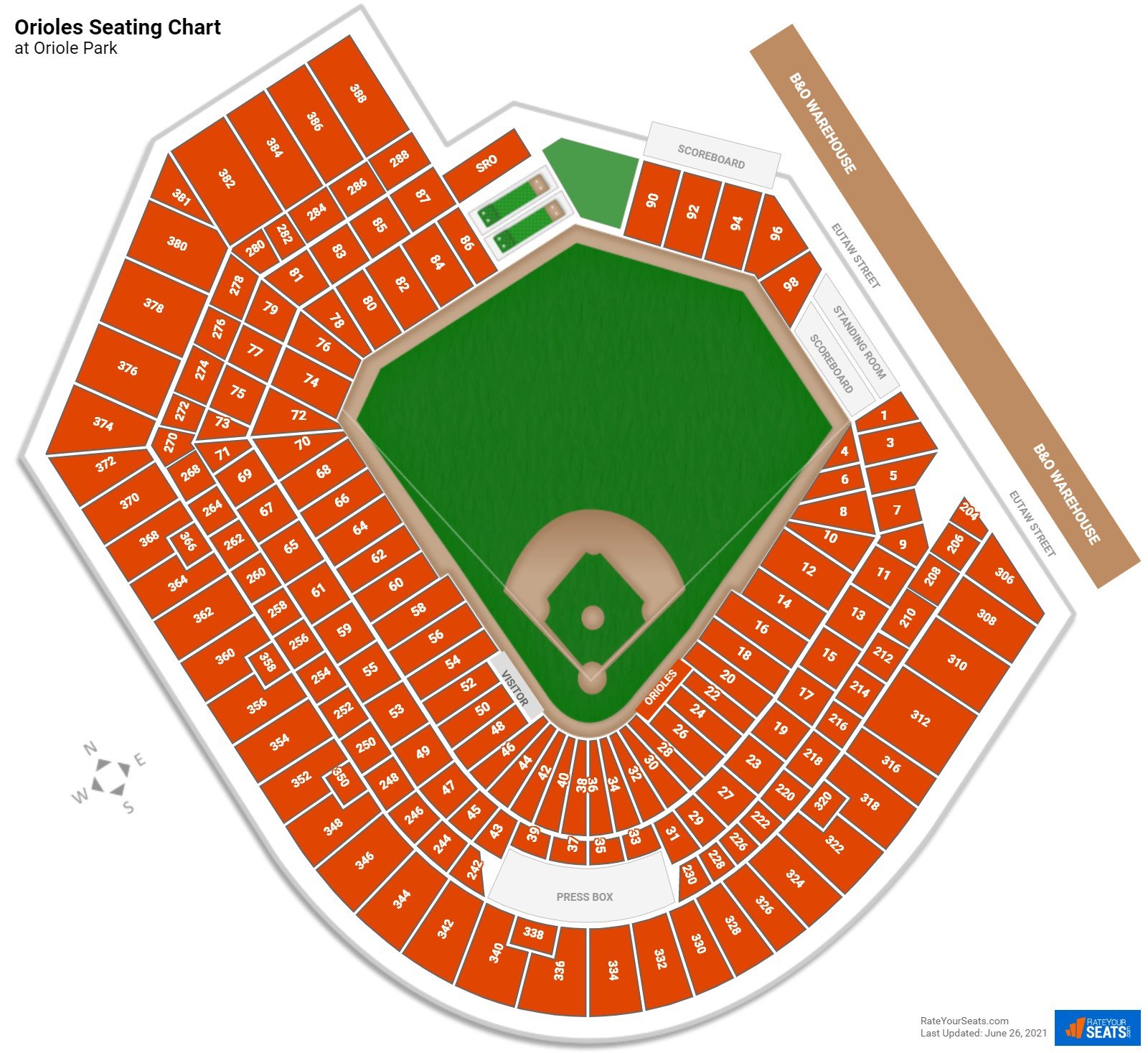 Baltimore Orioles Seating Chart at Oriole Park