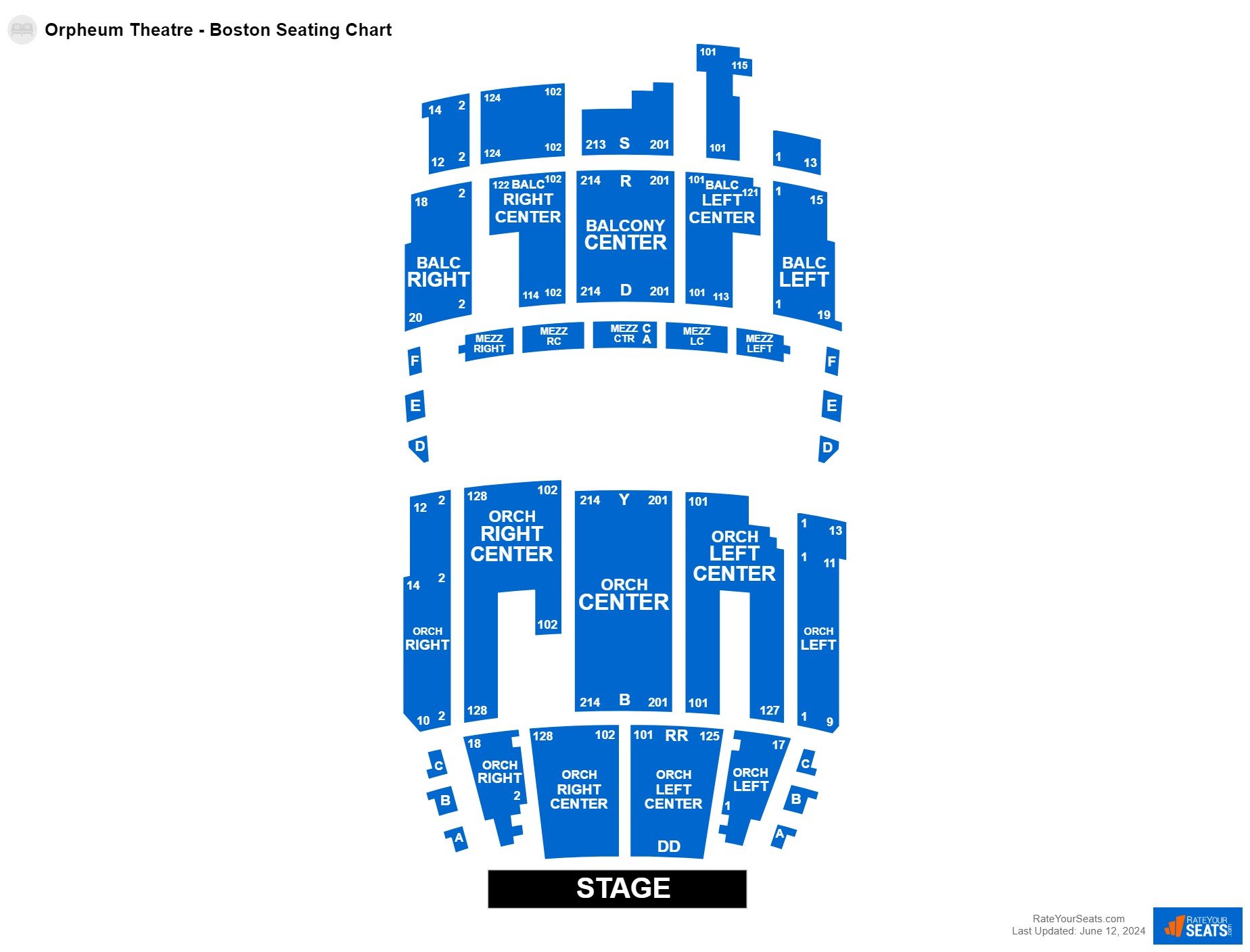Interactive seating chart Concert seating chart at Orpheum Theatre - Boston