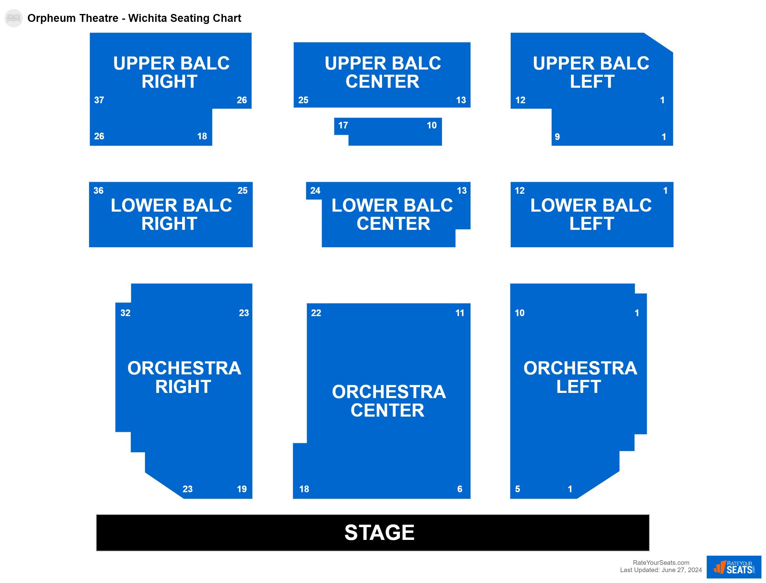 Interactive seating chart Comedy seating chart at Orpheum Theatre - Wichita