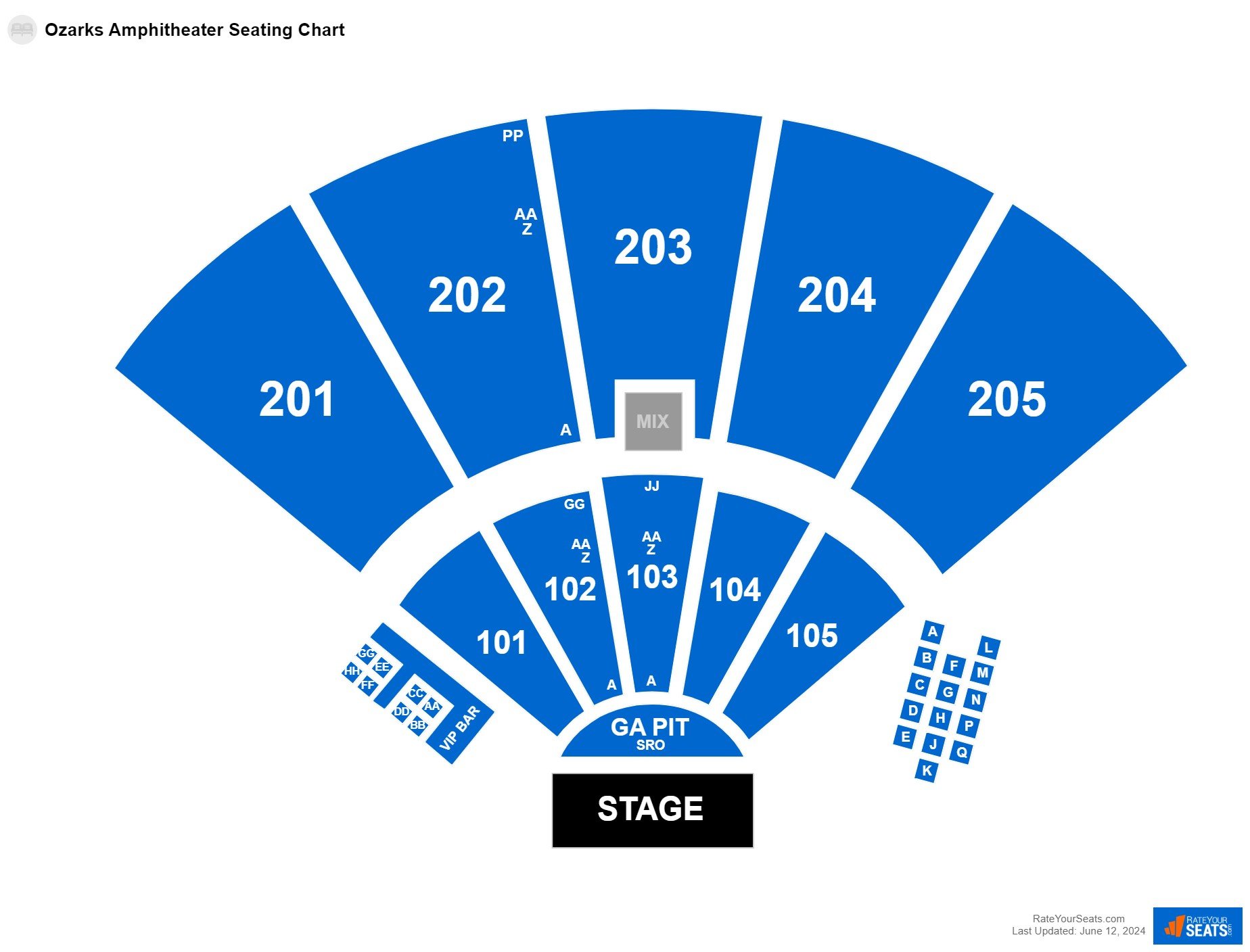 Interactive seating chart Concert seating chart at Ozarks Amphitheater
