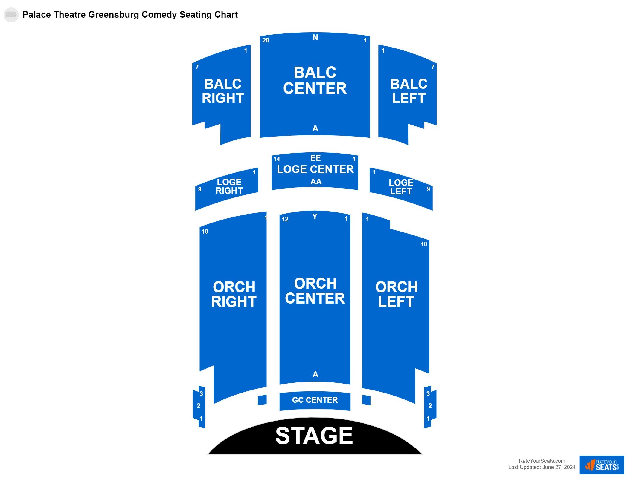 Interactive seating chart Comedy seating chart at Palace Theatre Greensburg
