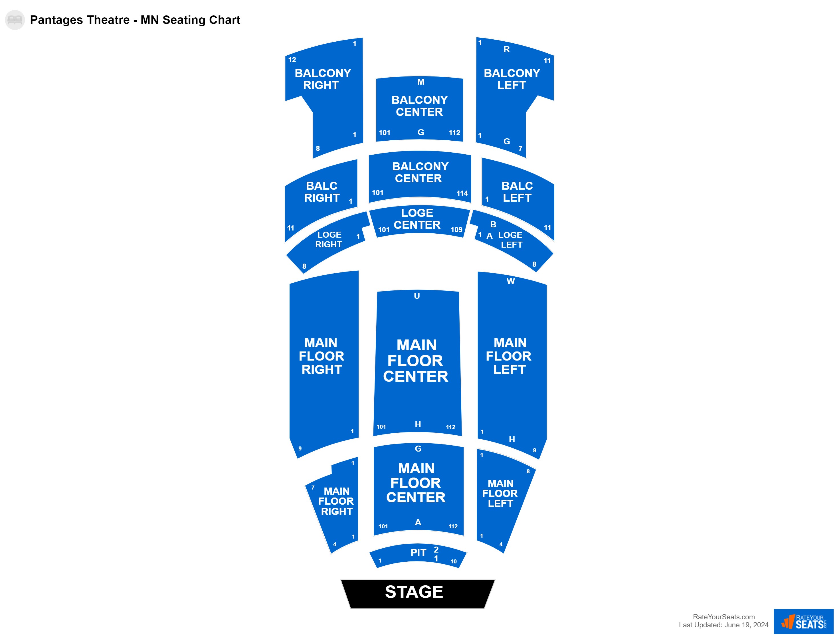 Interactive seating chart Comedy seating chart at Pantages Theatre - MN