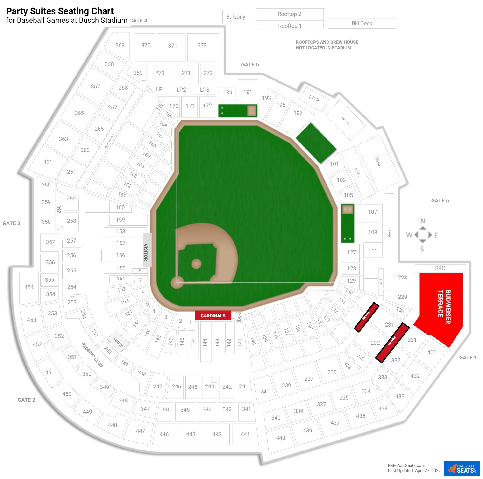 Baseball Party Suites Seating Chart at Busch Stadium