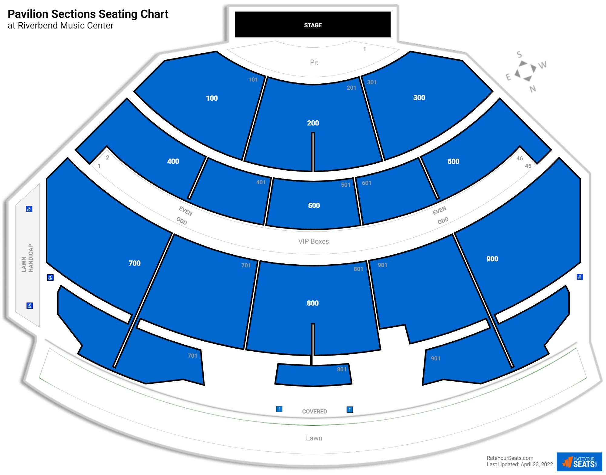 Concert Pavilion Sections Seating Chart at Riverbend Music Center