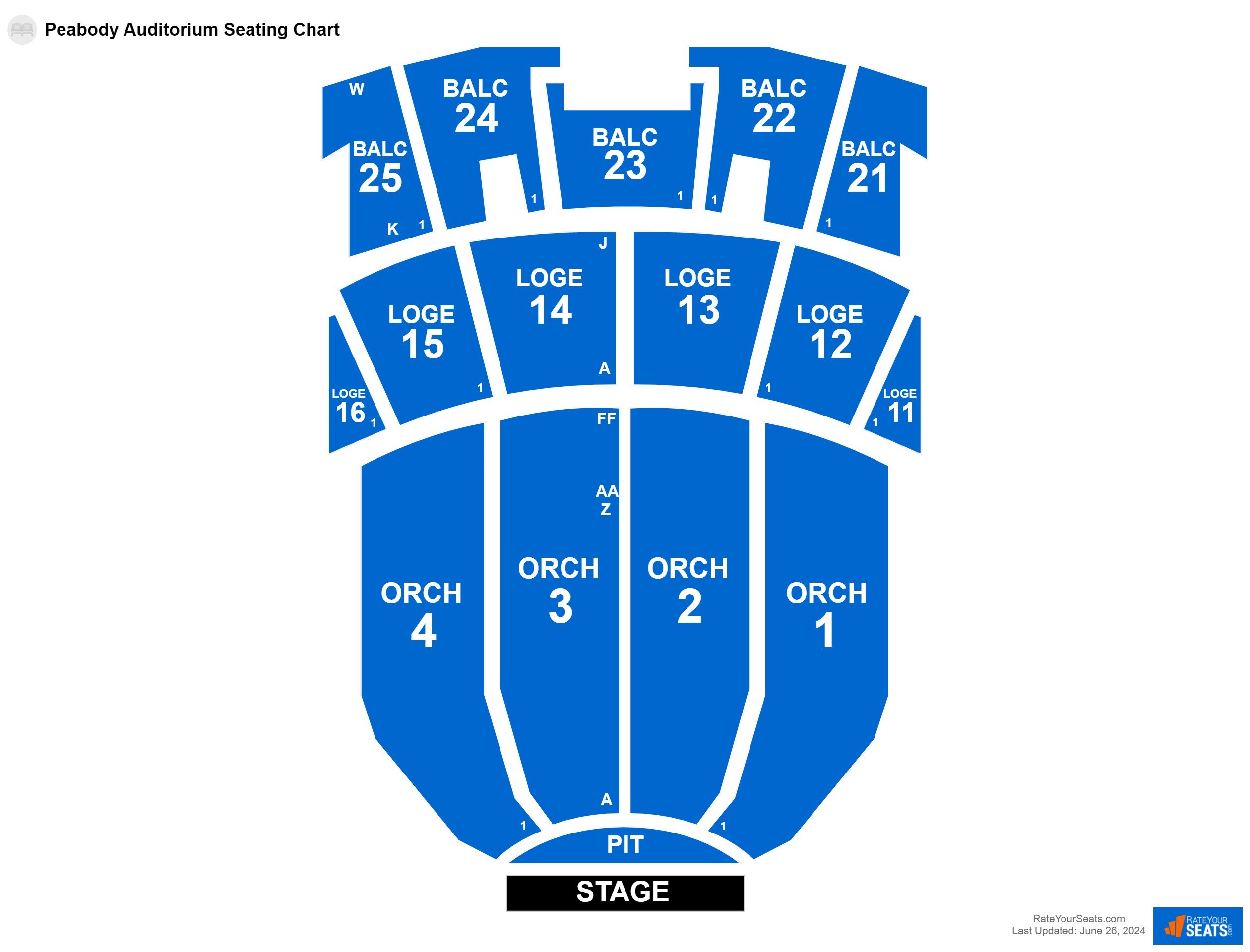Interactive seating chart Comedy seating chart at Peabody Auditorium