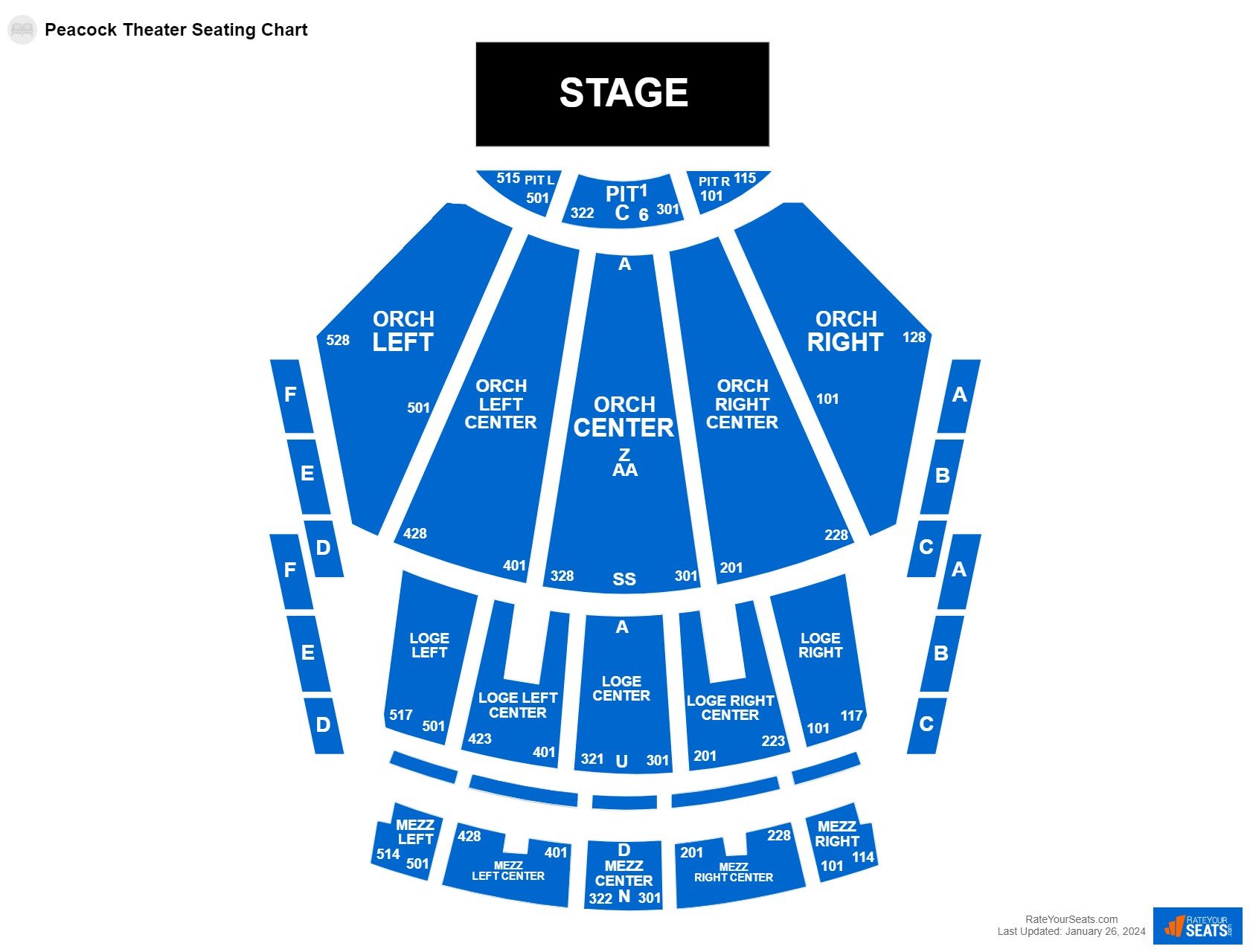 Interactive seating chart Comedy seating chart at Peacock Theater