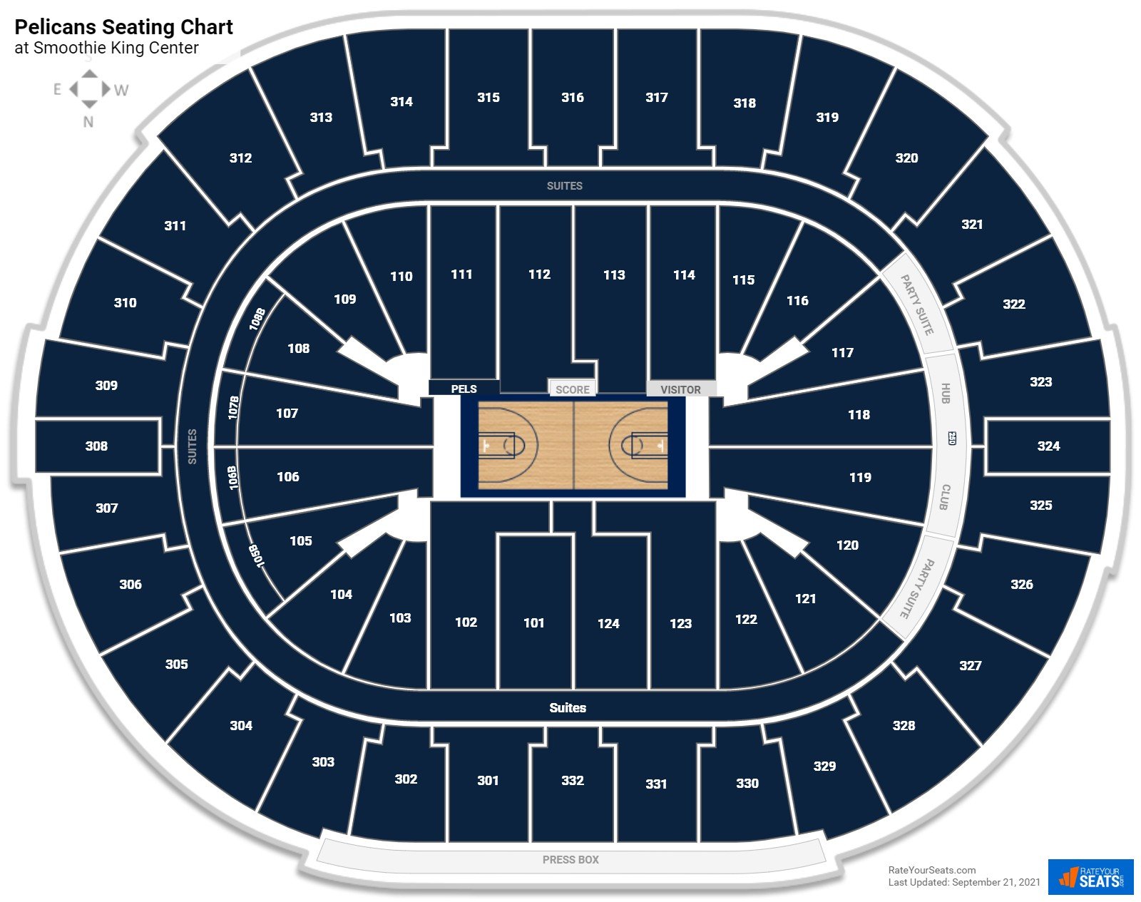 New Orleans Pelicans Seating Chart at Smoothie King Center