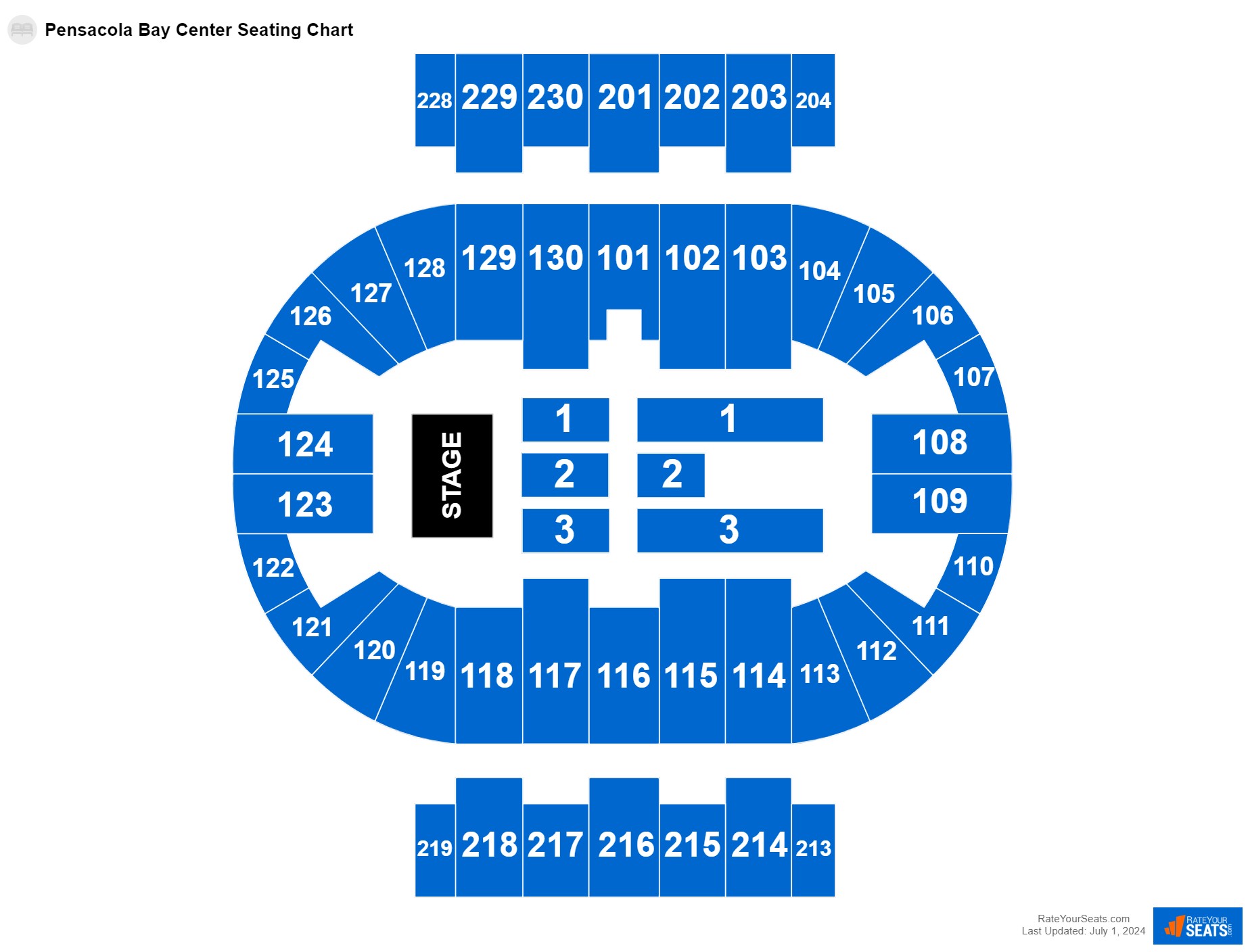 Interactive seating chart Comedy seating chart at Pensacola Bay Center