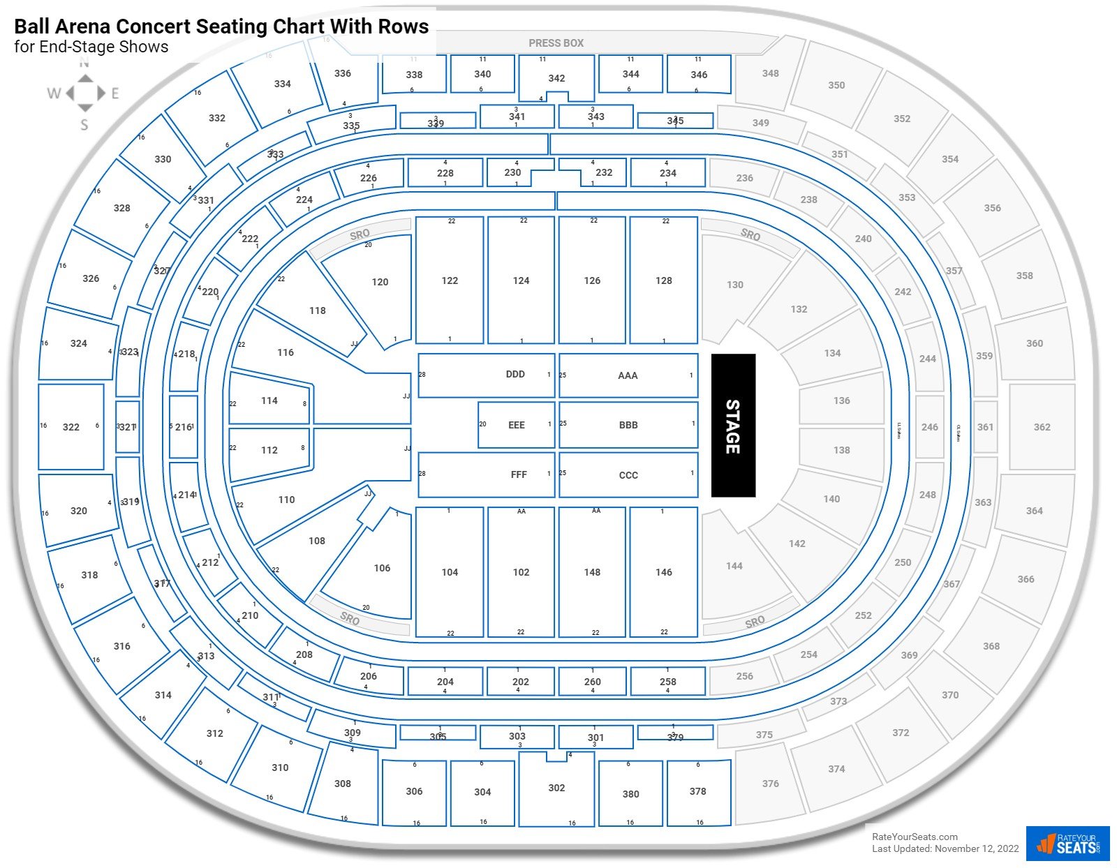 Pepsi Center seating chart with rows concert