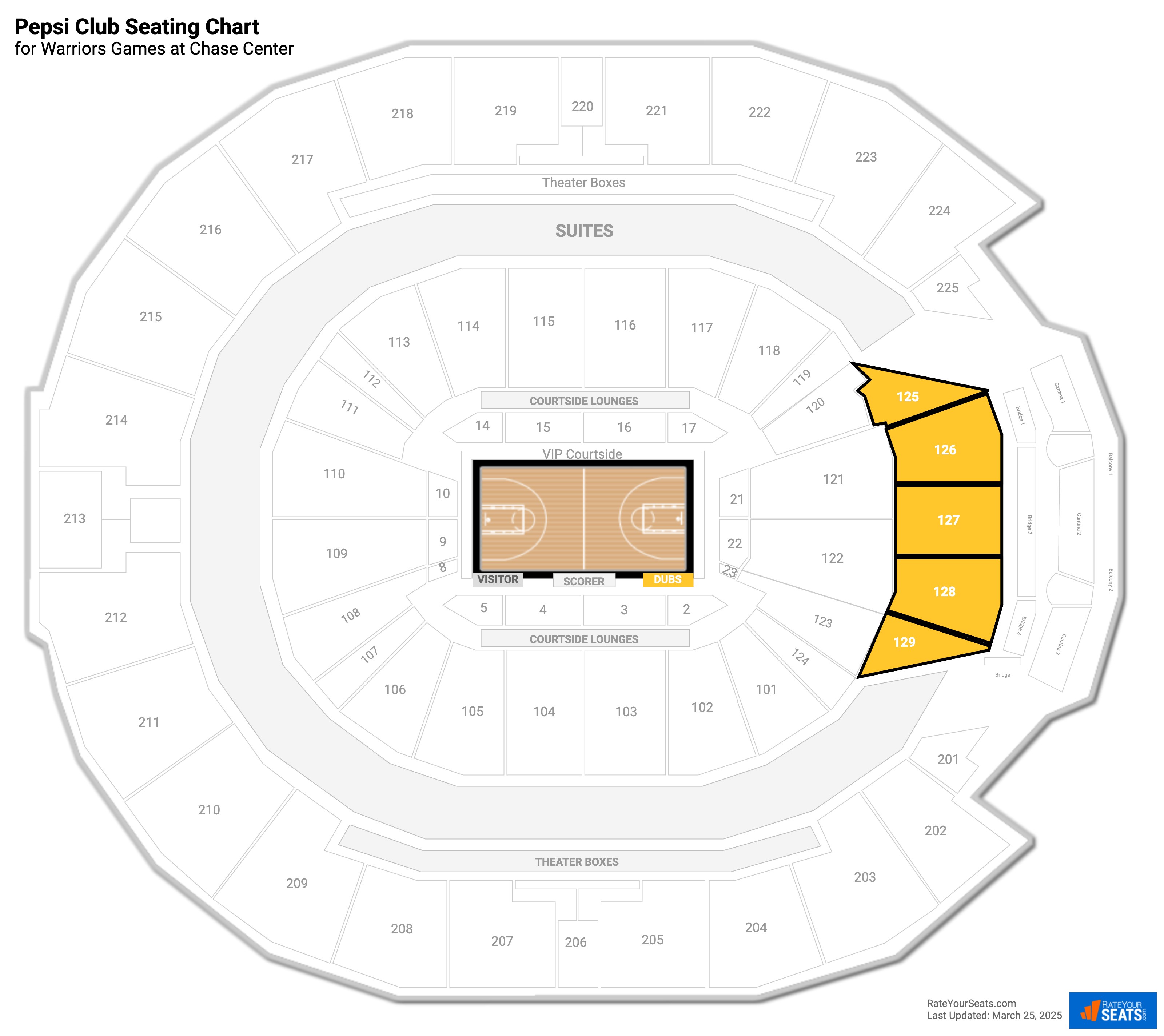 click to enlarge Warriors Pepsi Club Seating Chart at Chase Center