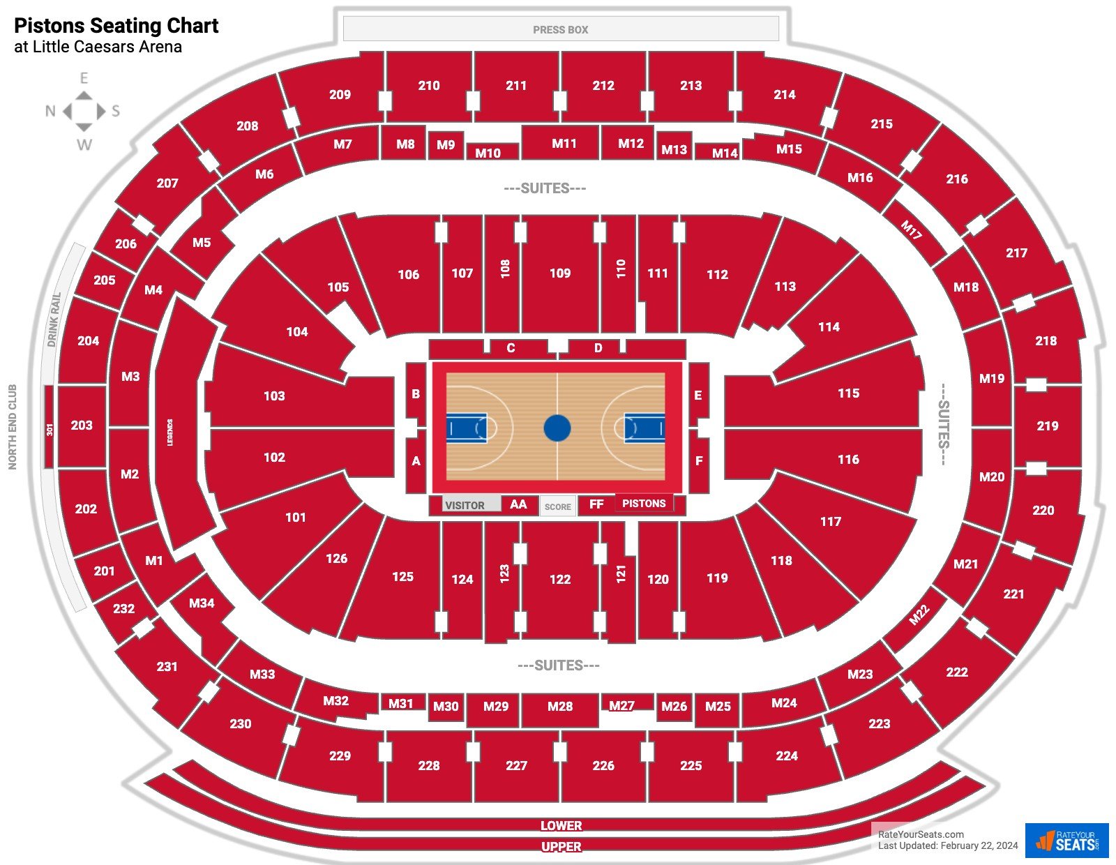 Detroit Pistons Seating Chart at Little Caesars Arena