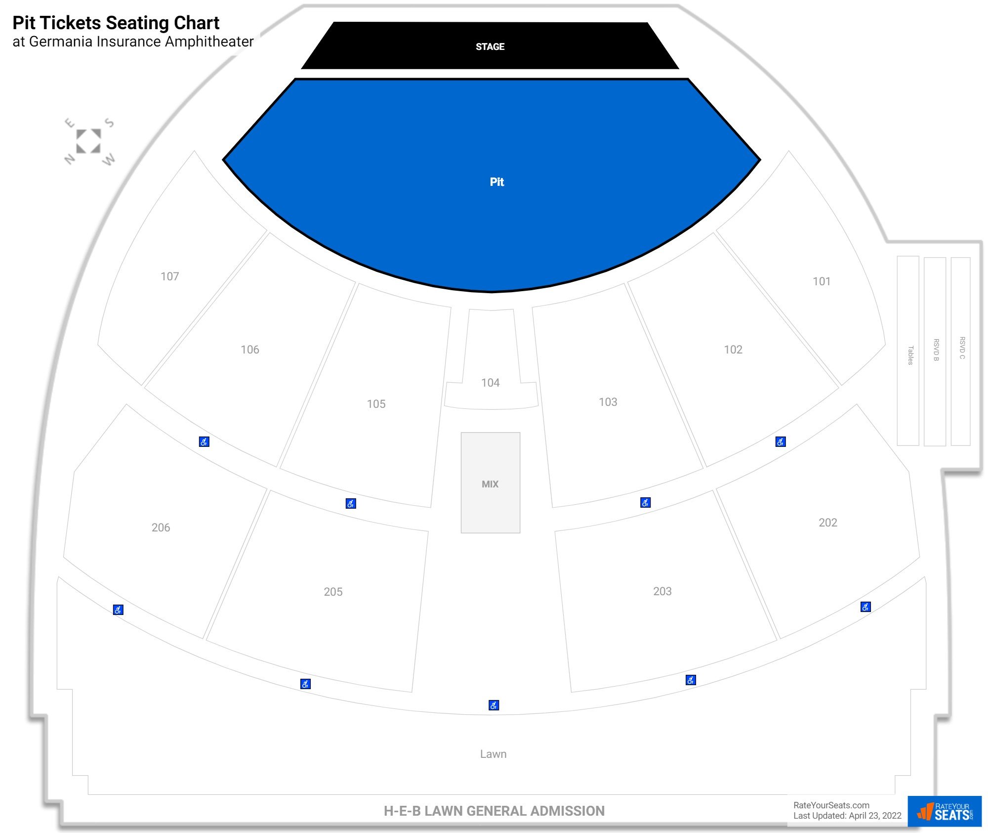 Concert Pit Tickets Seating Chart at Germania Insurance Amphitheater