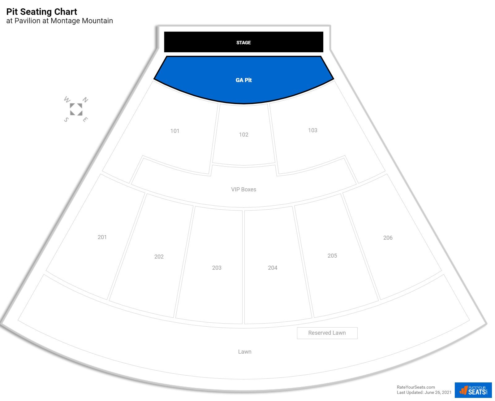 Concert Pit Seating Chart at Pavilion at Montage Mountain