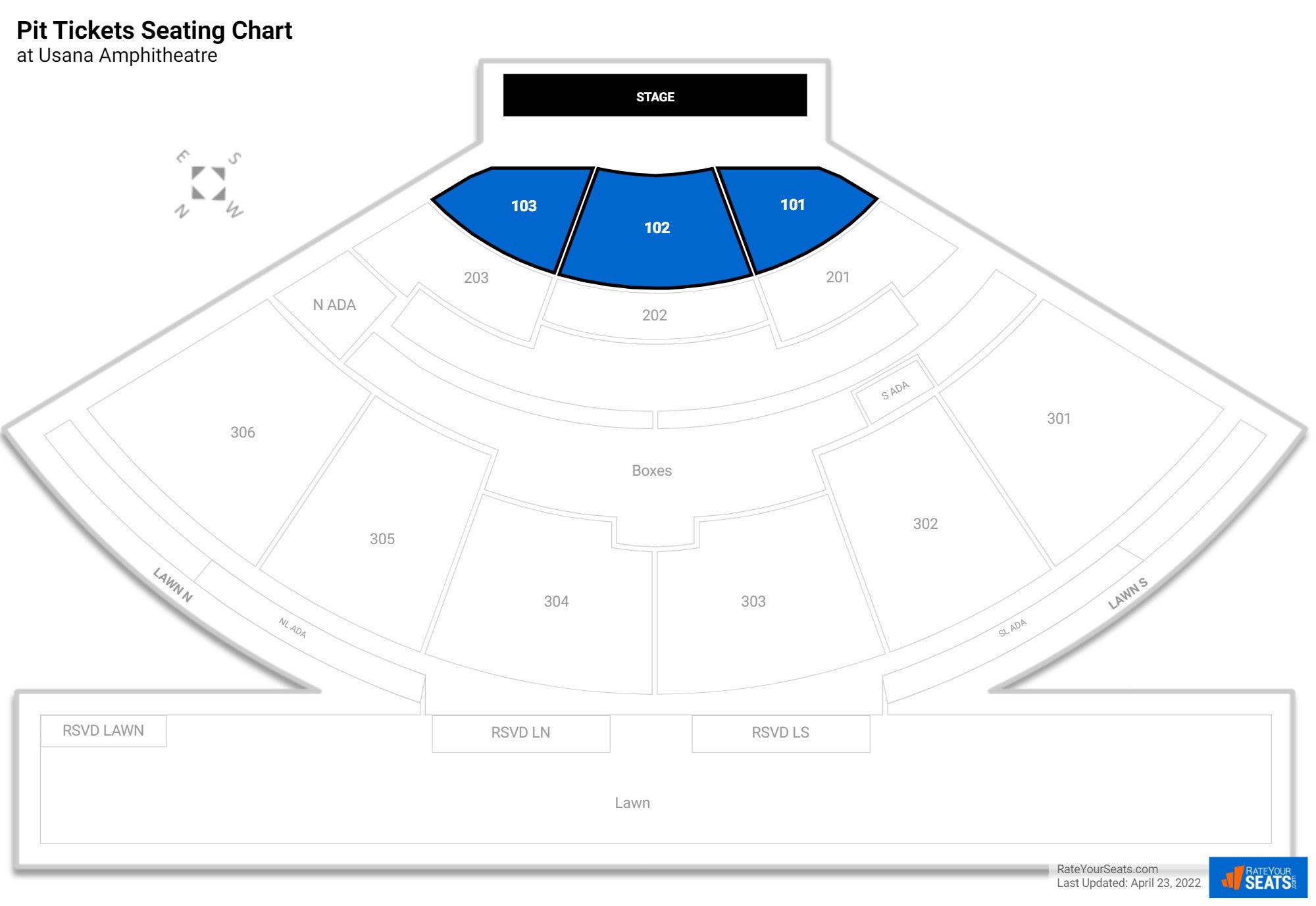 Concert Pit Tickets Seating Chart at Usana Amphitheatre