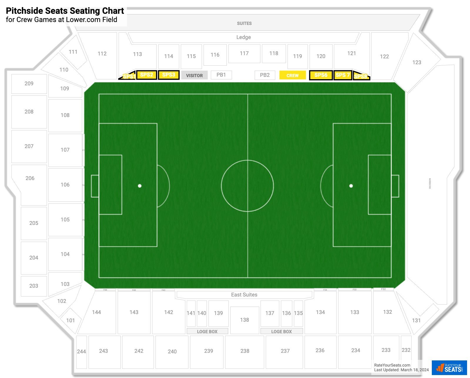 Crew Pitchside Seats Seating Chart at Lower.com Field