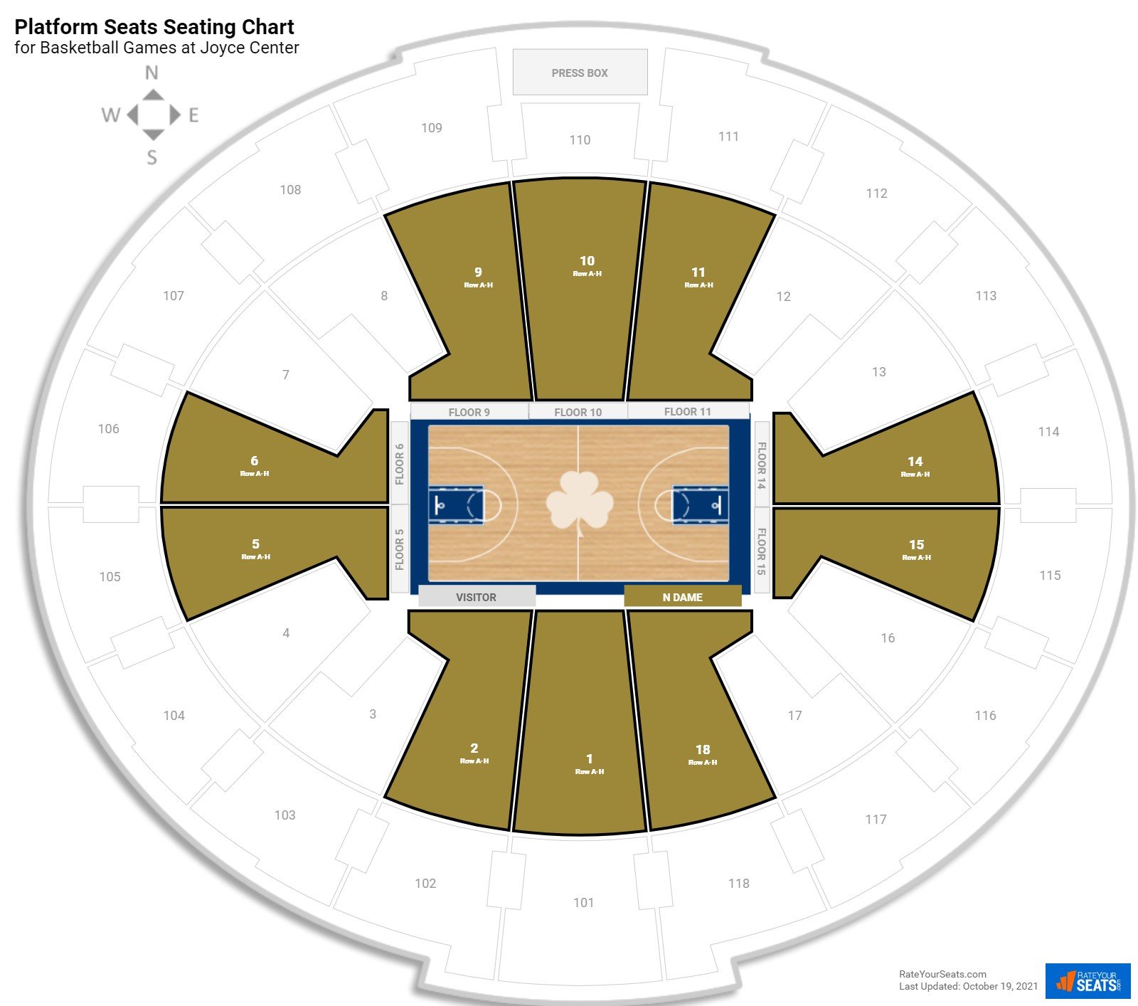 Basketball Platform Seats Seating Chart at Joyce Center