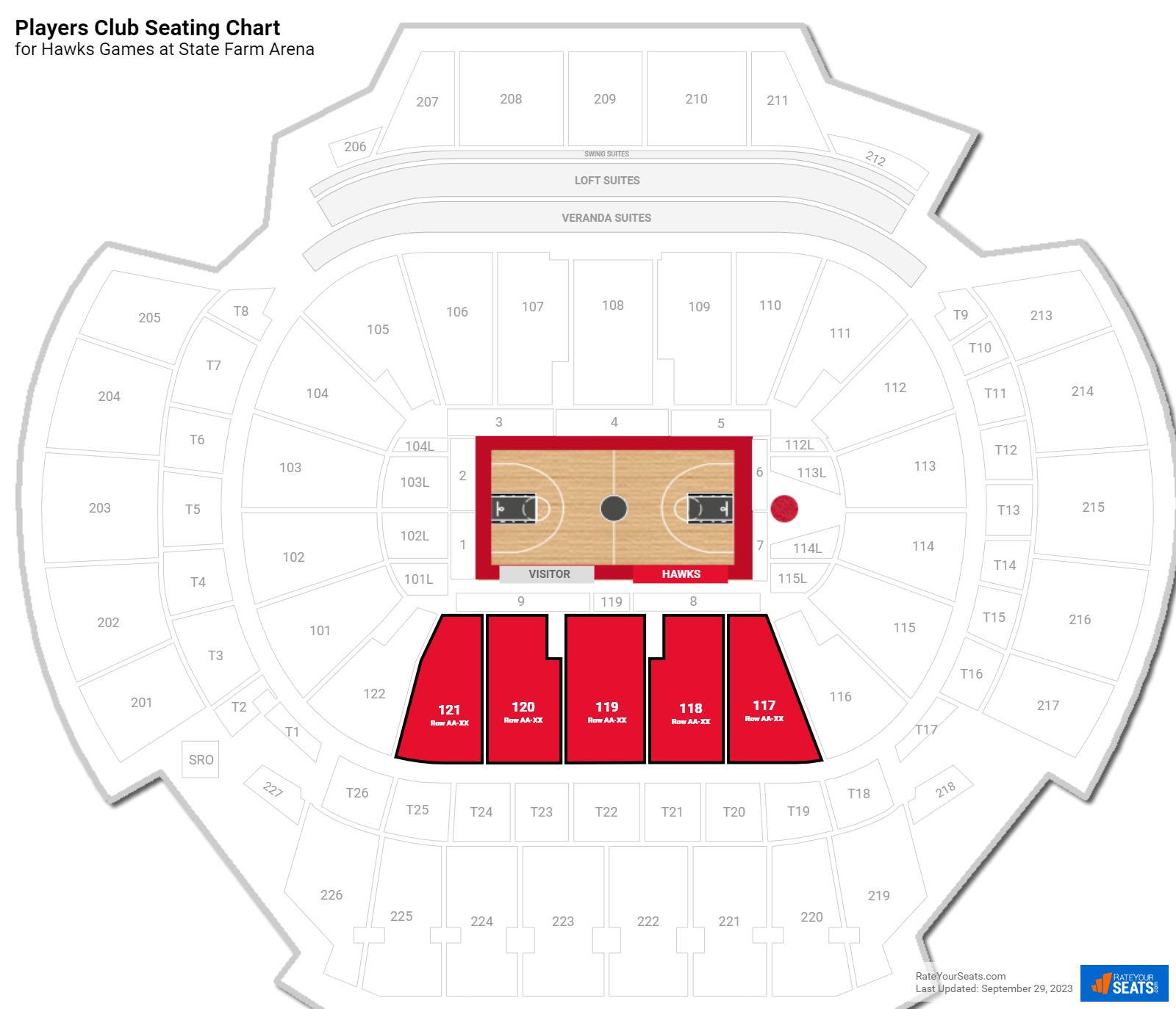 Hawks Players Club Seating Chart at State Farm Arena