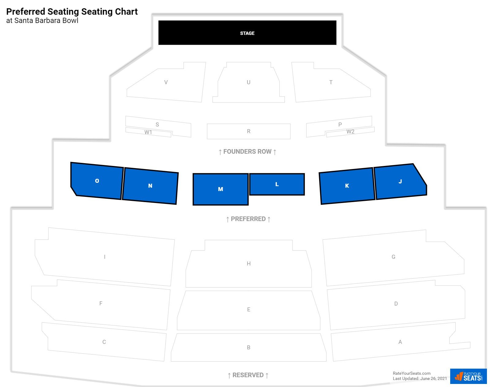 Concert Preferred Seating Seating Chart at Santa Barbara Bowl
