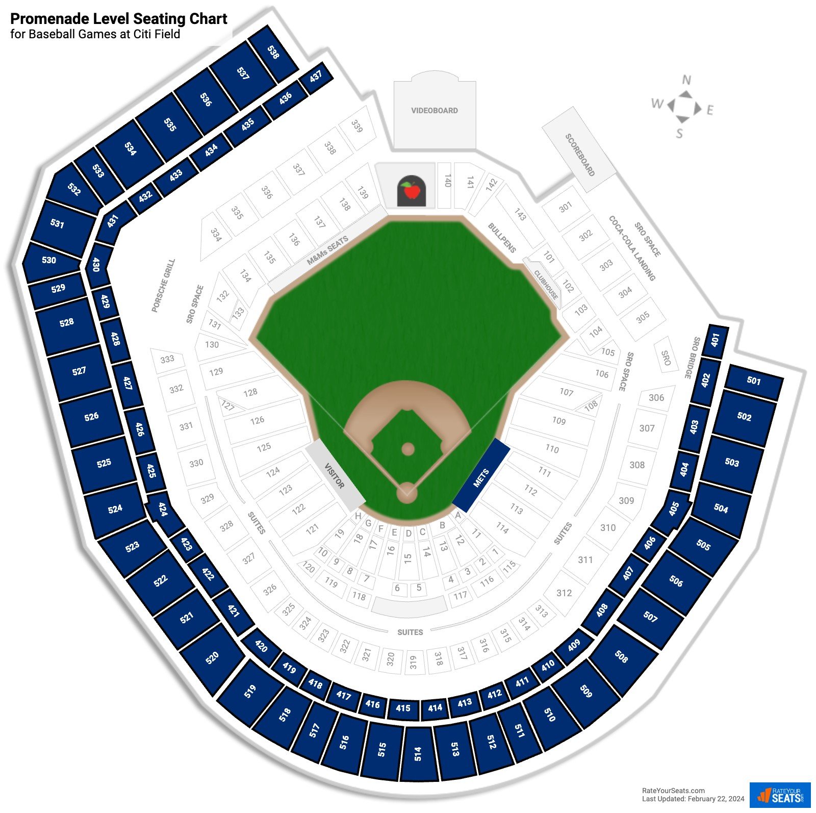 Baseball Promenade Level Seating Chart at Citi Field