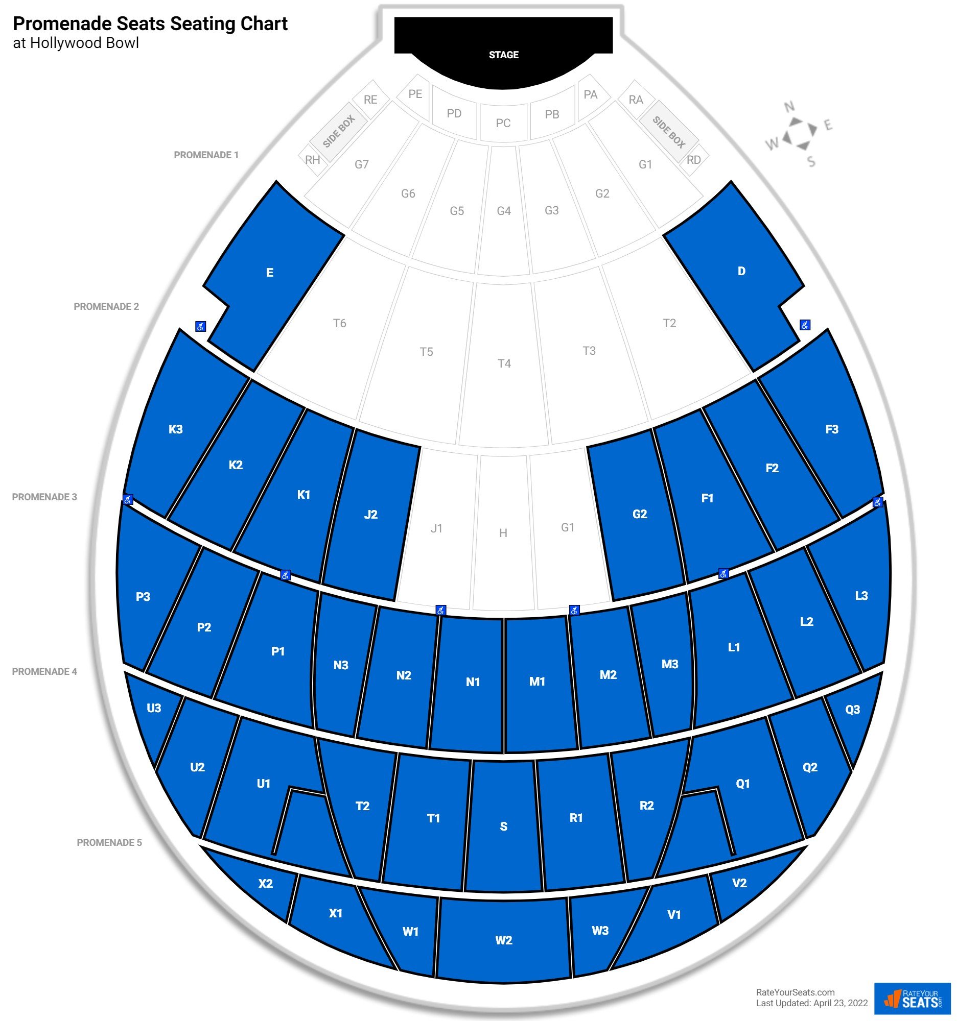 Concert Promenade Seats Seating Chart at Hollywood Bowl